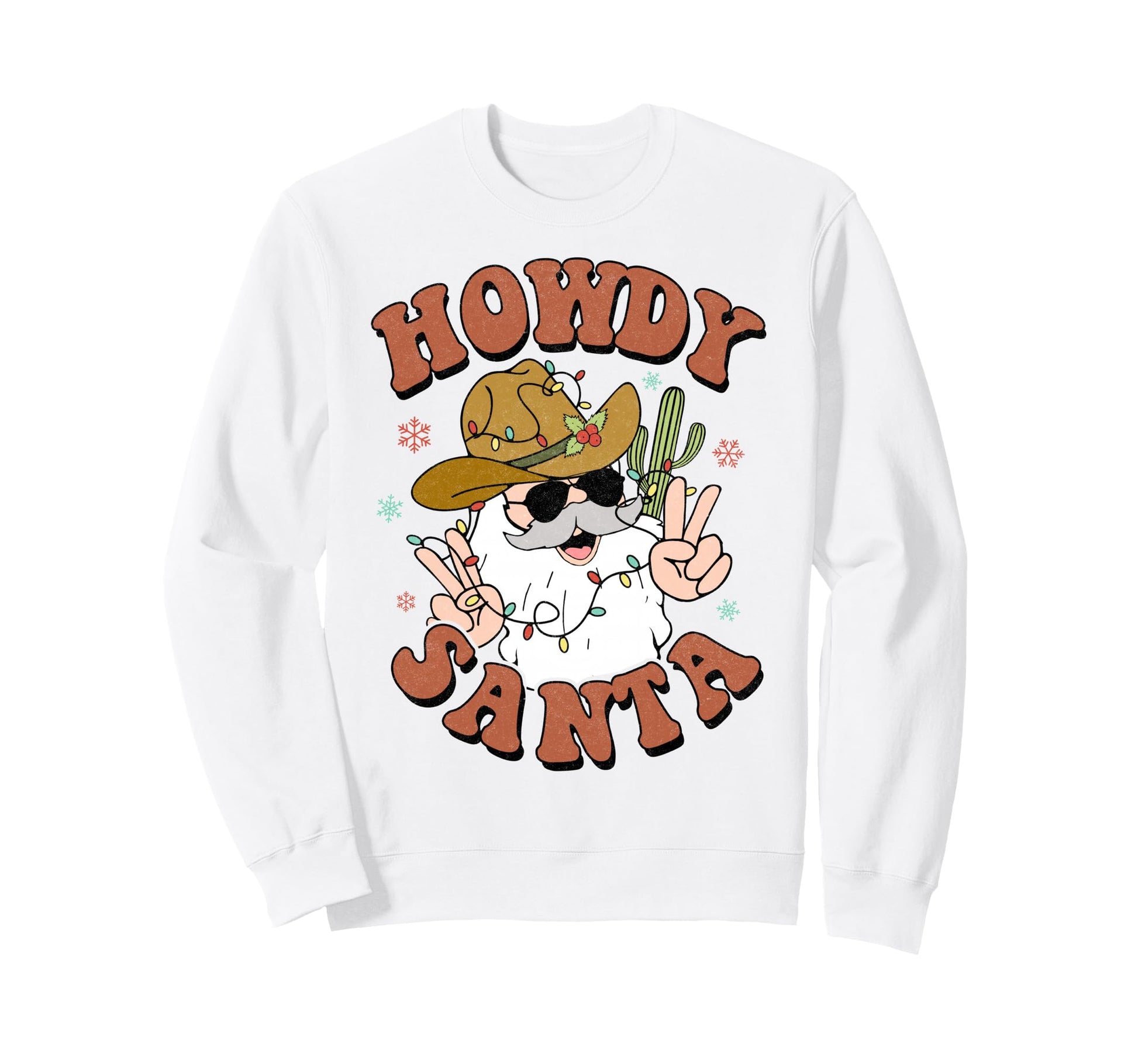 Howdy Santa Cowboy Hat Western Sweatshirt - Novelty Apparel for Adults - T-Shirt, Sweatshirt, Hoodie