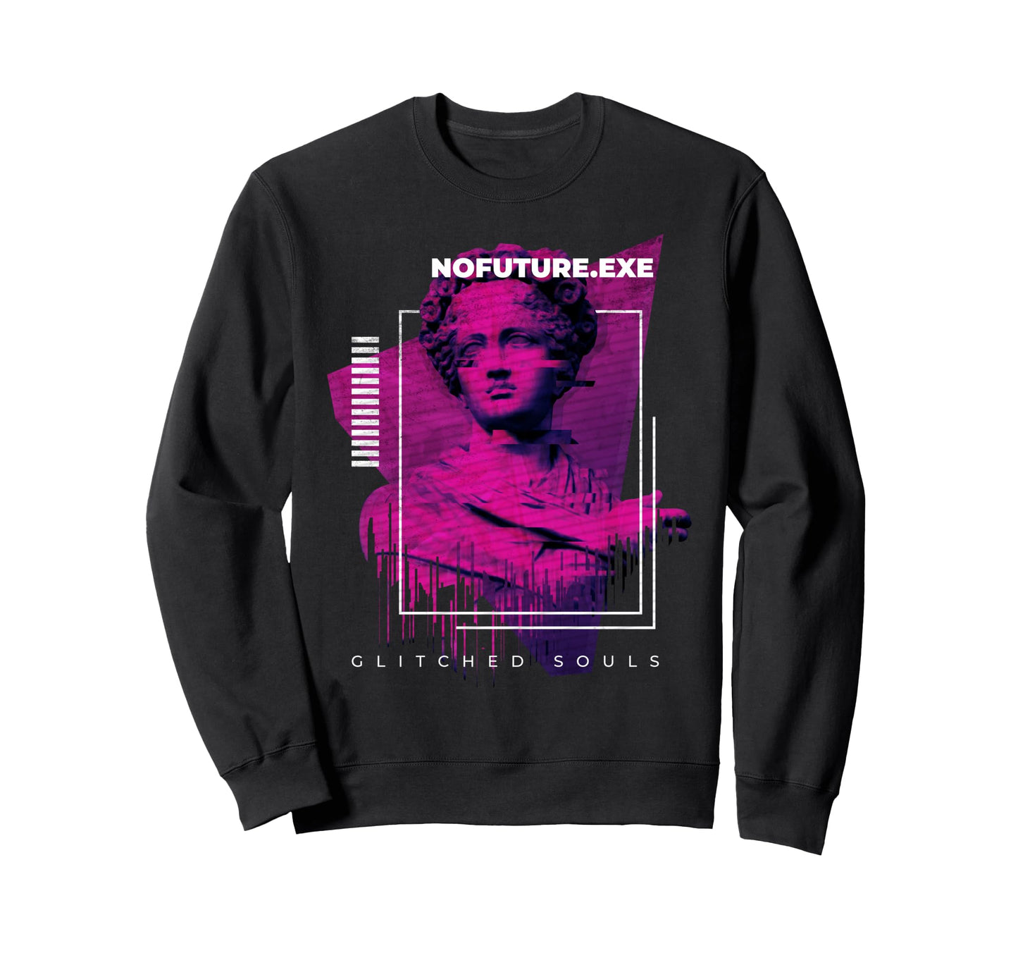 No Future Exe Glitched Souls Framed Sweatshirt - Graphic Print for Adults - T-Shirt, Sweatshirt, Hoodie