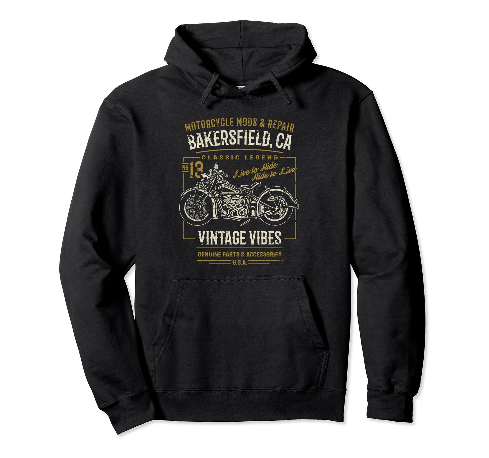 Bakersfield California Usa Motorcycle Hoodie - Streetwear Style Men Women - T-Shirt, Sweatshirt, Hoodie