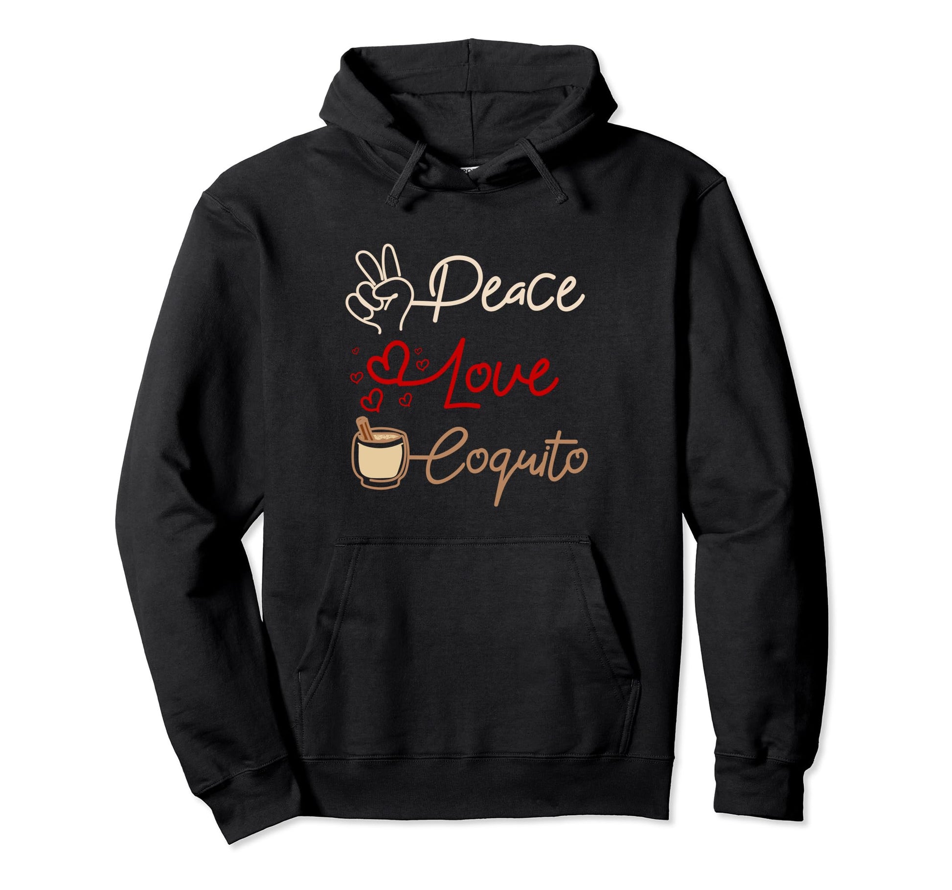 Puerto Rico Peace Love Coquito Hoodie - Aesthetic Graphic Unisex - T-Shirt, Sweatshirt, Hoodie