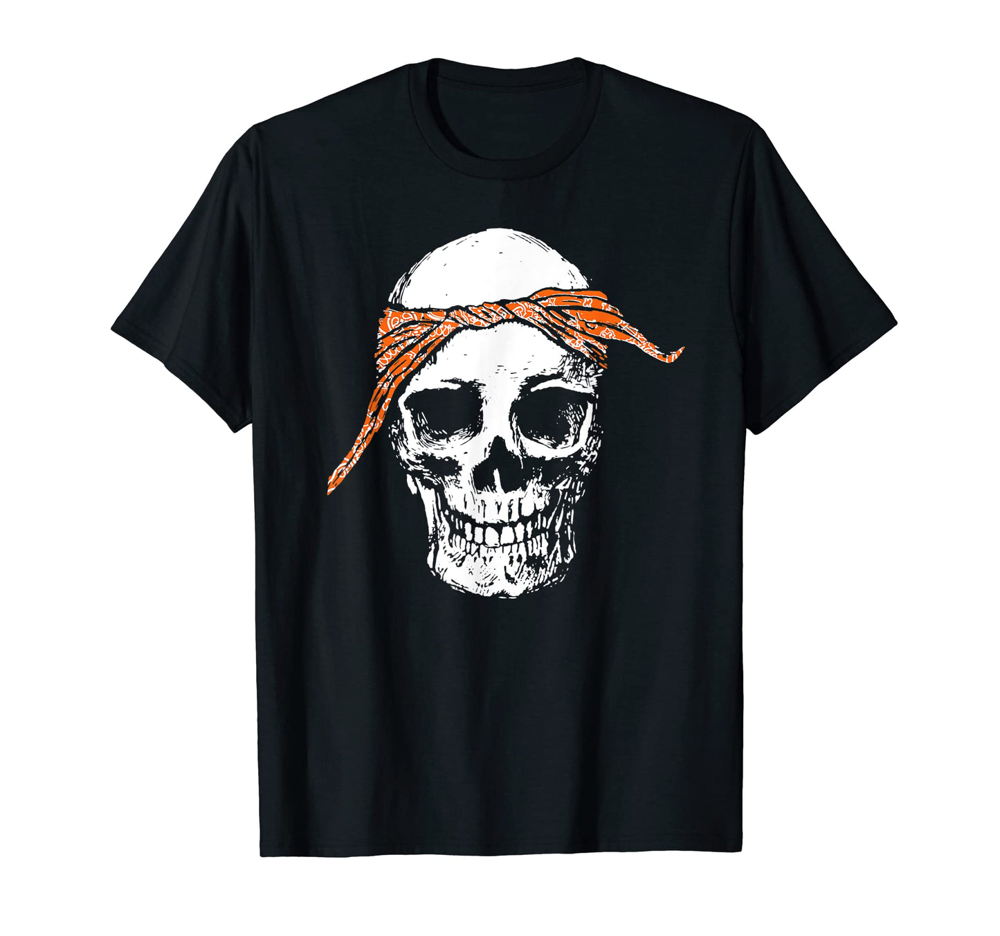 Hiphop Skull Orange Do Rag Bandana Old T-Shirt - Graphic Print Men Women - T-Shirt, Sweatshirt, Hoodie