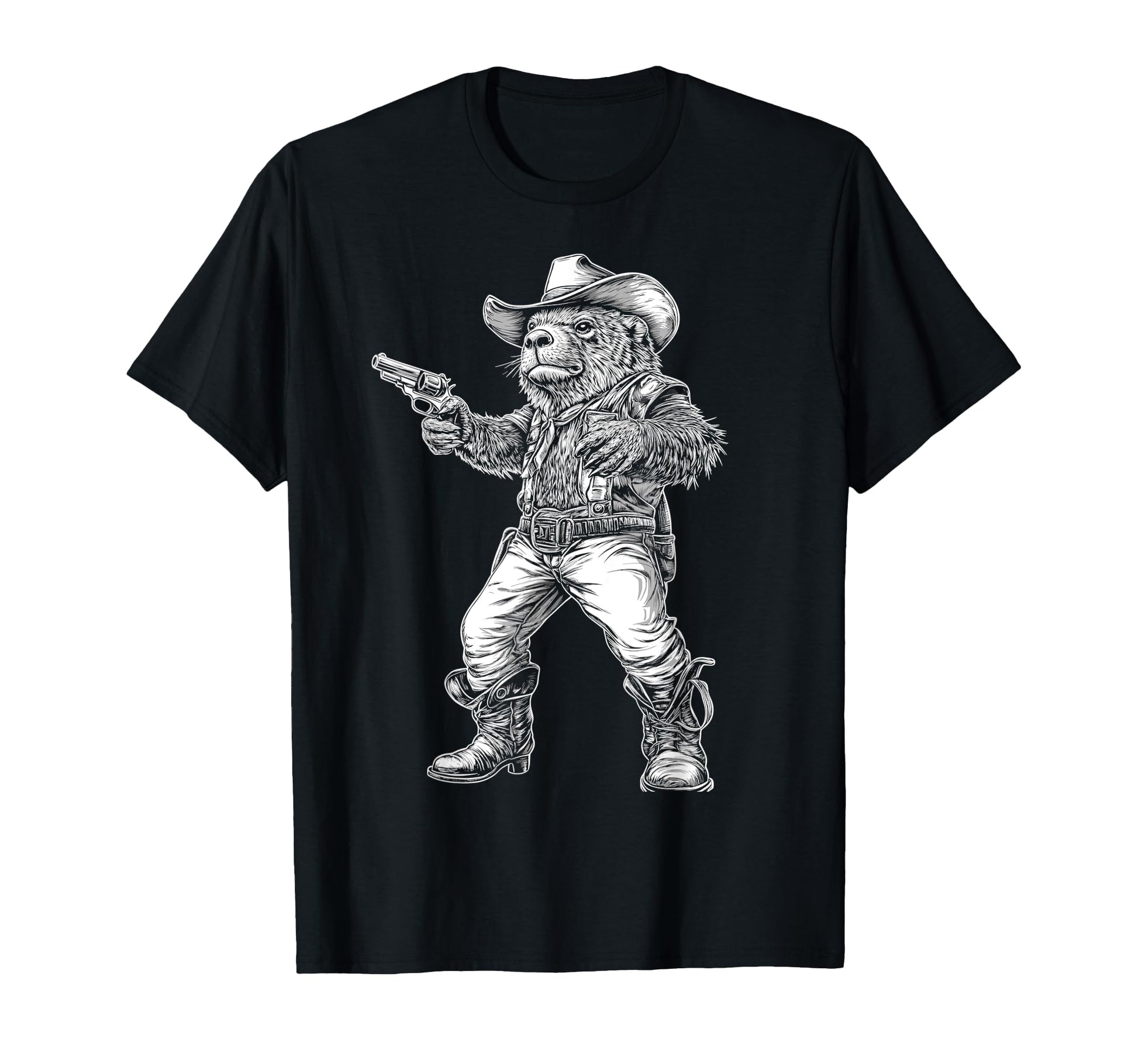 Rugged Beaver Cowboy Western T-Shirt - Minimalist Print Men Women - T-Shirt, Sweatshirt, Hoodie