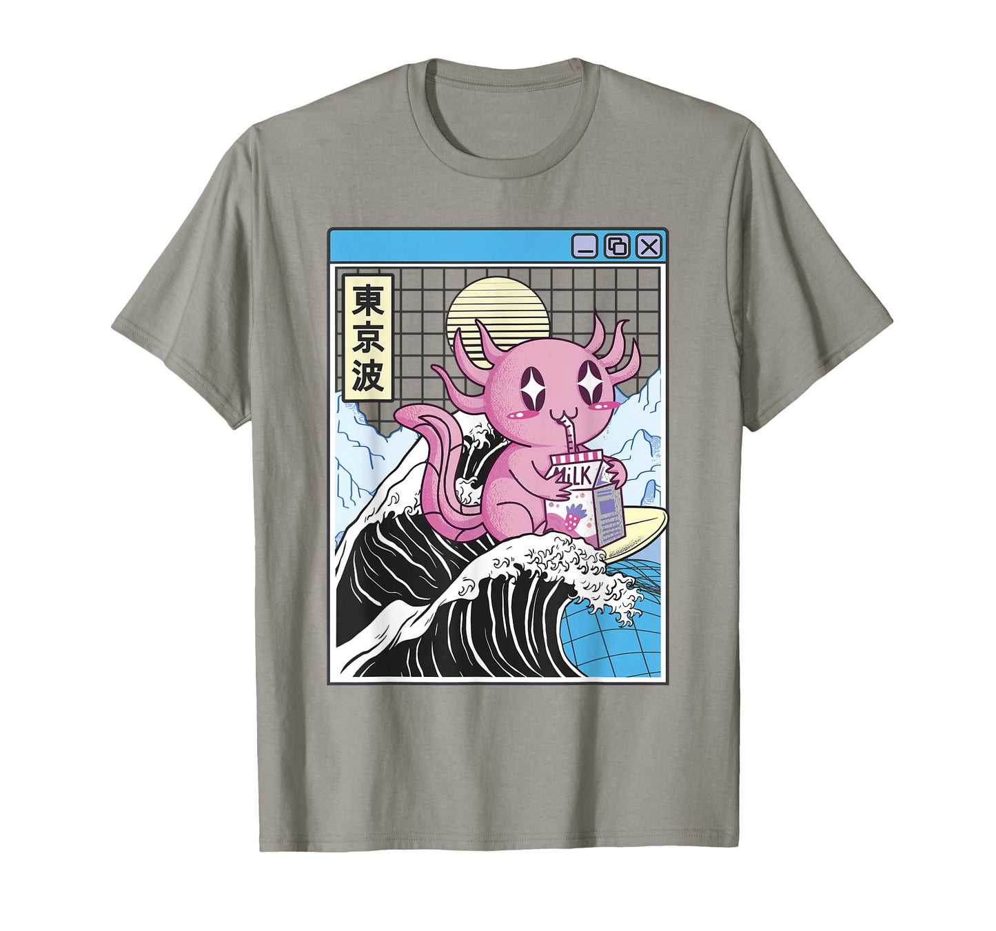 Axolotl Drinking Strawberry Milk T-Shirt - Novelty Apparel Men Women - T-Shirt, Sweatshirt, Hoodie