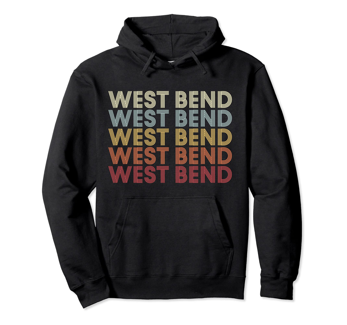West Bend Wisconsin West Bend Wi Text Hoodie - Novelty Apparel for Adults - T-Shirt, Sweatshirt, Hoodie