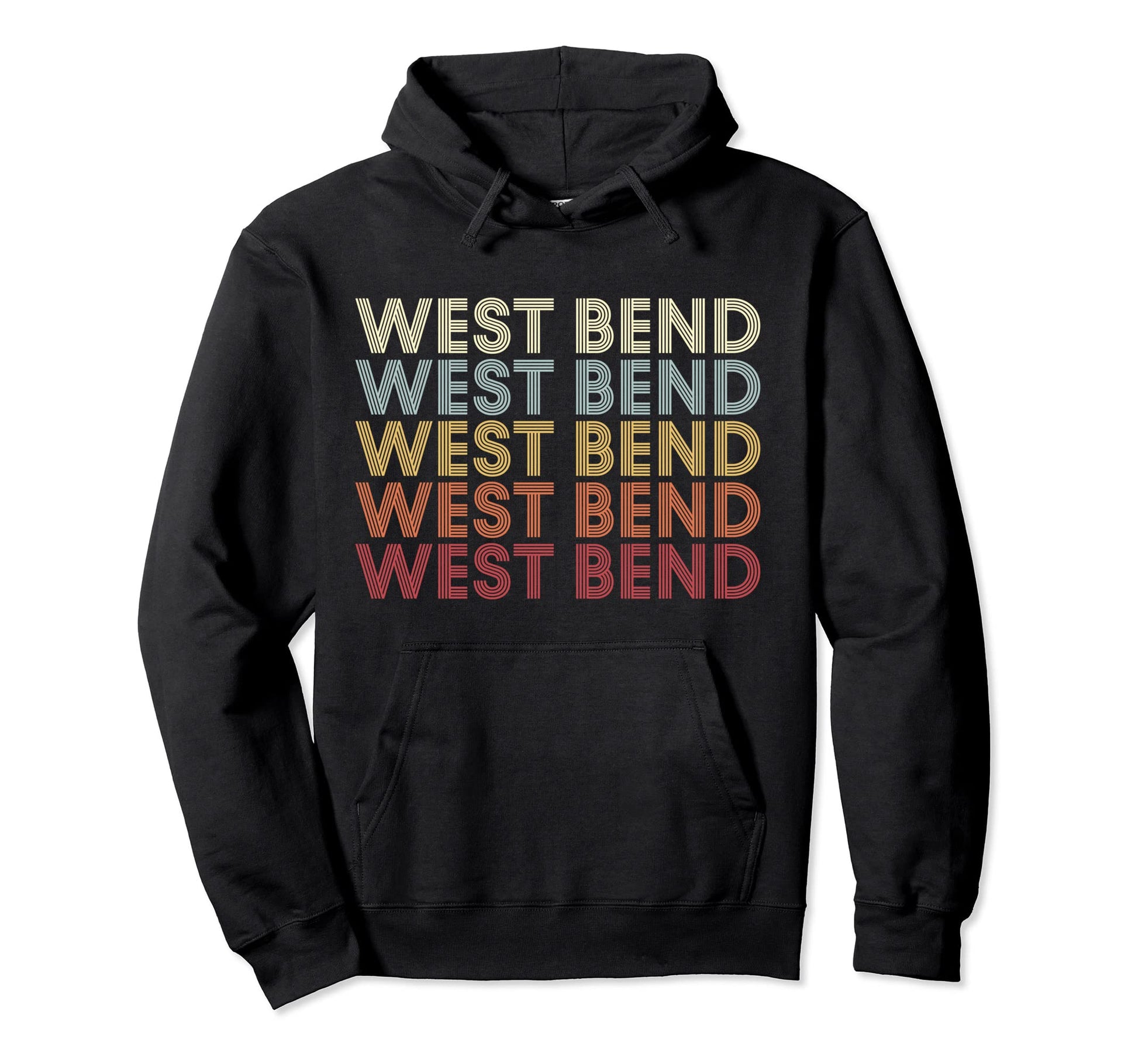 West Bend Wisconsin West Bend Wi Text Hoodie - Novelty Apparel for Adults - T-Shirt, Sweatshirt, Hoodie