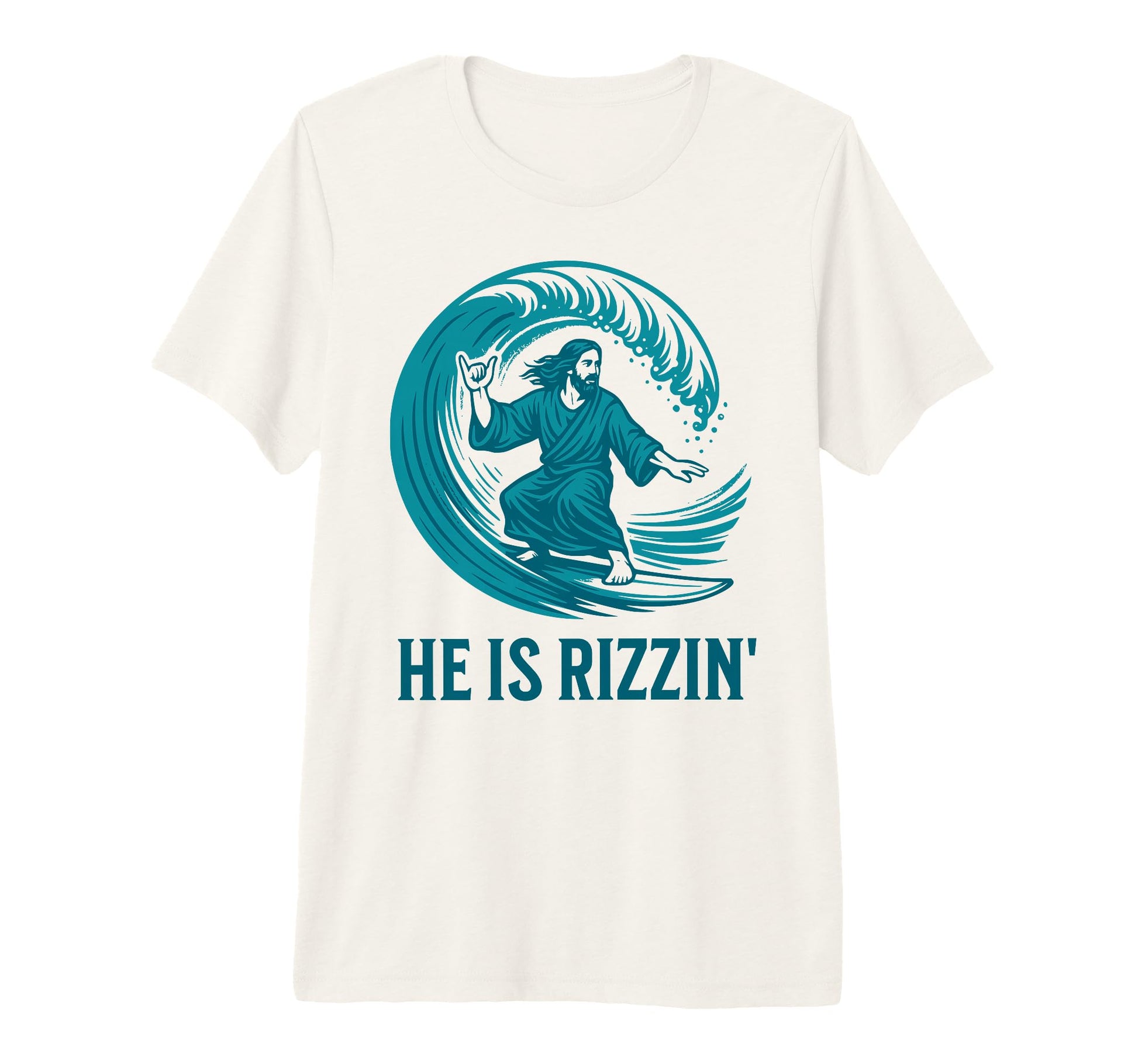 He Is Rizzin Christian Jesus Surfing T-Shirt - Trendy Graphic for Adults - T-Shirt, Sweatshirt, Hoodie
