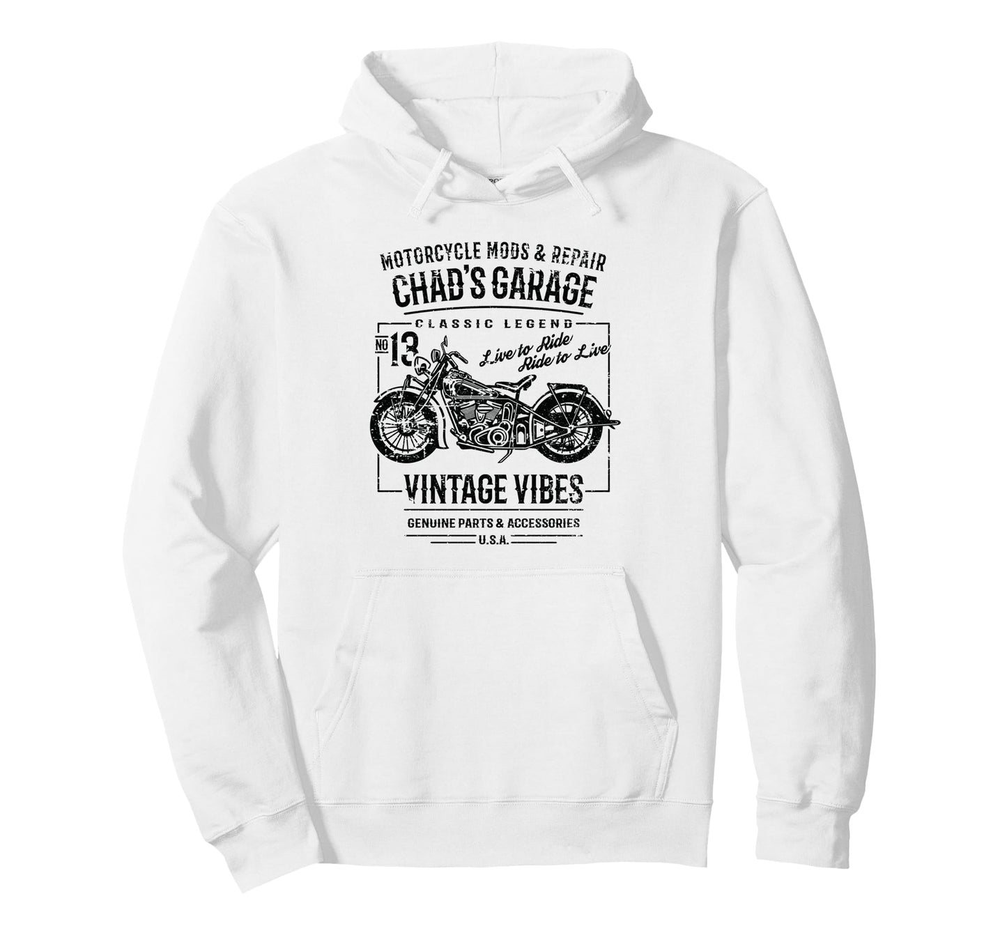 Chads Garage Motorcycle Name Chad Hoodie - Novelty Apparel Men Women - T-Shirt, Sweatshirt, Hoodie