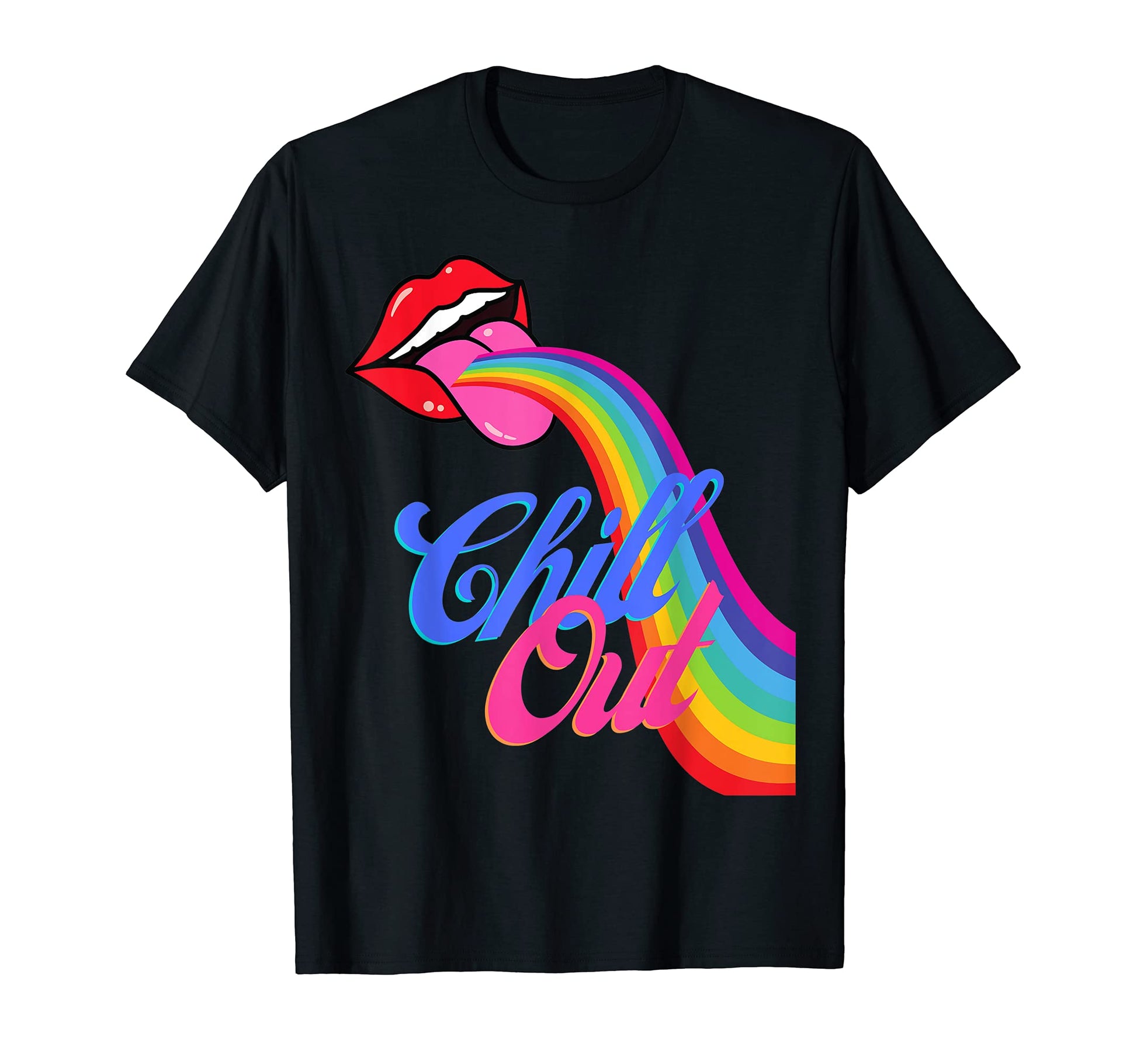 Chill Out Rainbow Lips T-Shirt - Unique Graphic for Adults - T-Shirt, Sweatshirt, Hoodie