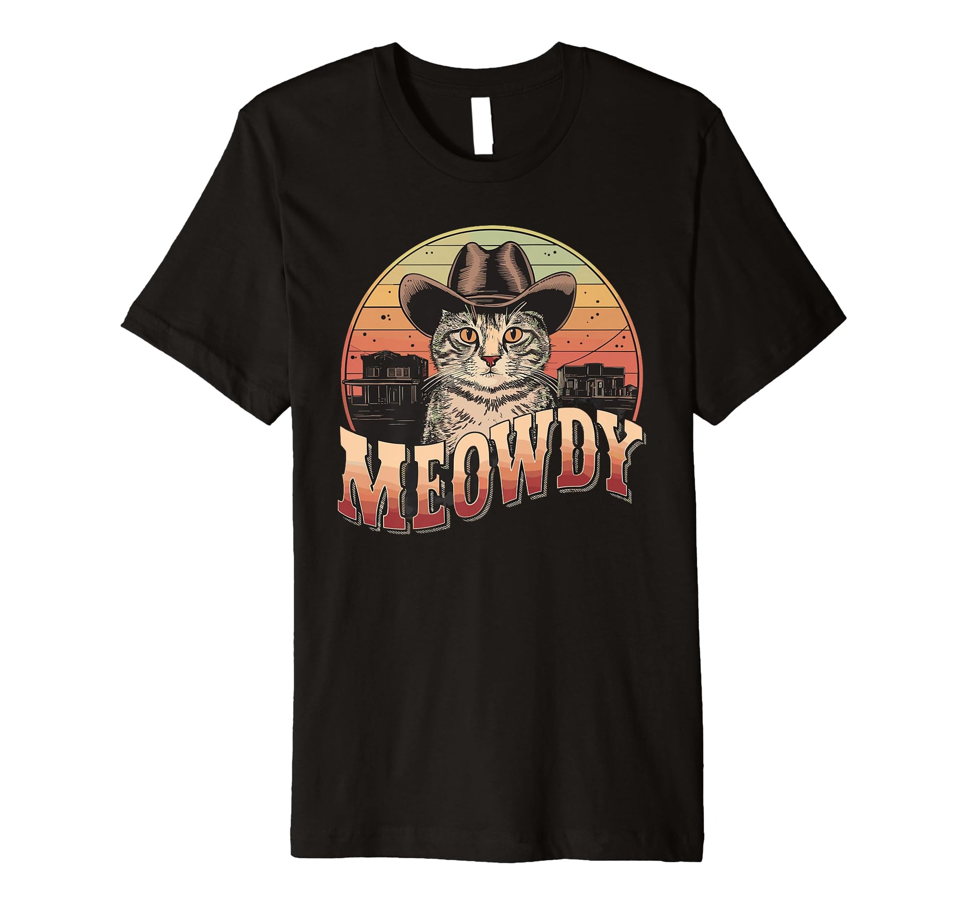 Meowdy Cat Funny Country Music Cat T-Shirt - Novelty Apparel for Adults - T-Shirt, Sweatshirt, Hoodie
