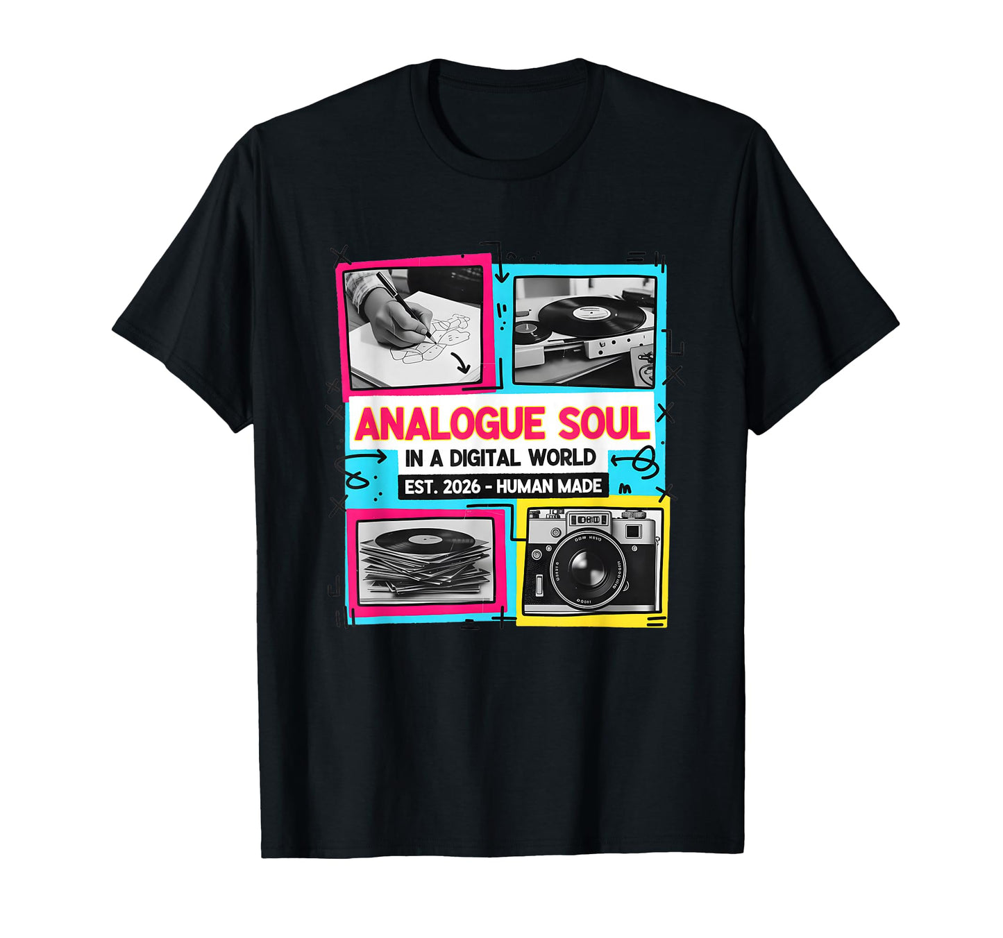 Analog Soul Cassette Vinyl Camera T-Shirt - Novelty Apparel for Adults - T-Shirt, Sweatshirt, Hoodie