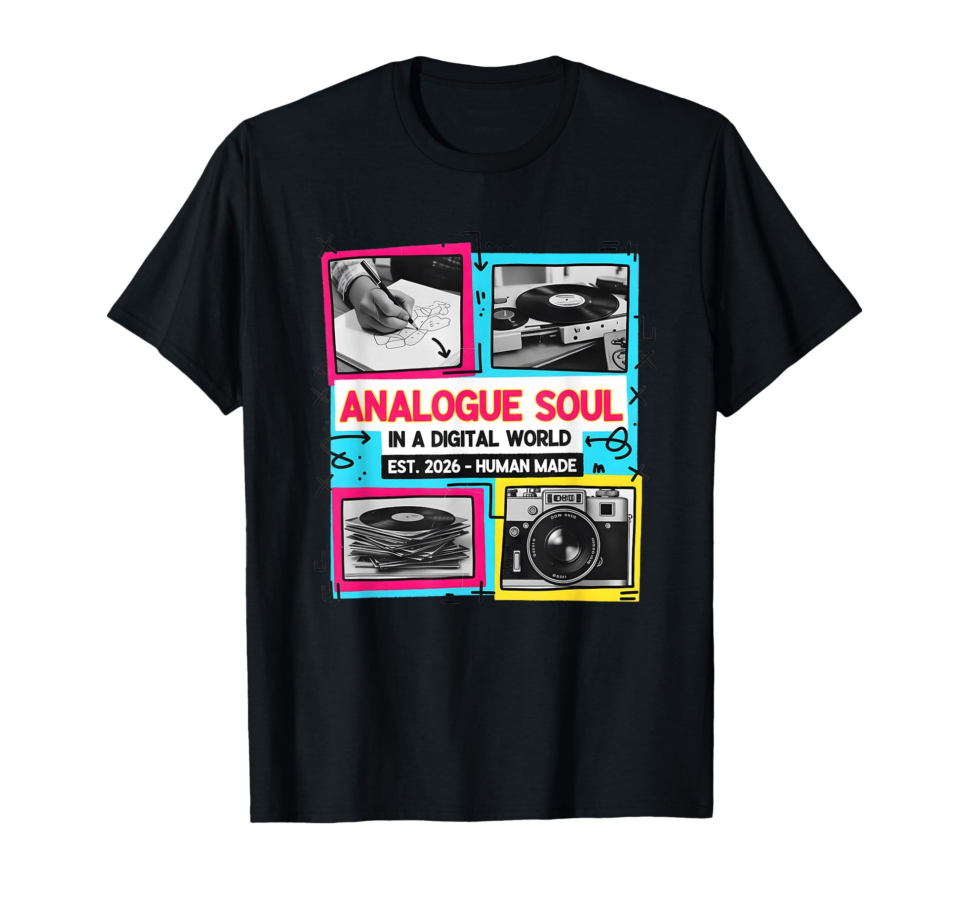 Analog Soul Cassette Vinyl Camera T-Shirt - Novelty Apparel for Adults - T-Shirt, Sweatshirt, Hoodie