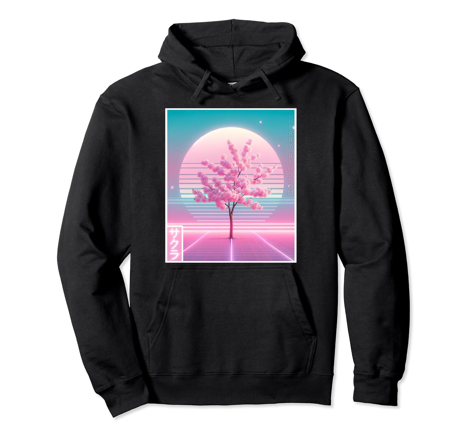 Cherry Blossom Sakura Vaporwave Aesthetic Hoodie - Unique Graphic Unisex - T-Shirt, Sweatshirt, Hoodie