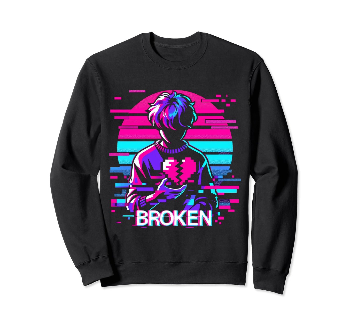 Sad Anime Pixel Japanese Vaporwave Sweatshirt - Streetwear Style Men Women - T-Shirt, Sweatshirt, Hoodie