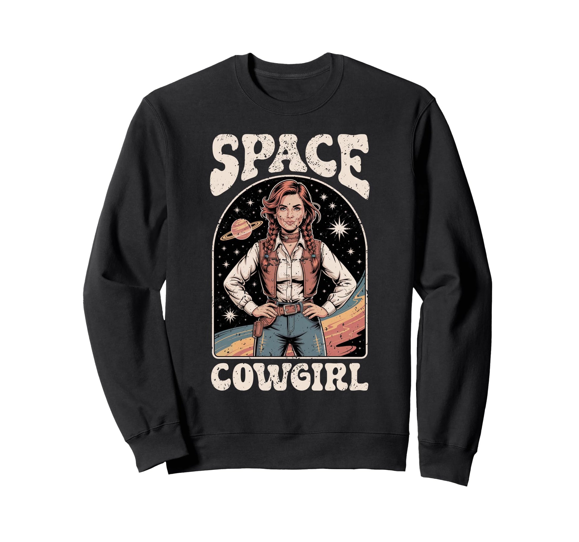 Space Cowgirl Feminist Space Sweatshirt - Minimalist Print for Adults - T-Shirt, Sweatshirt, Hoodie