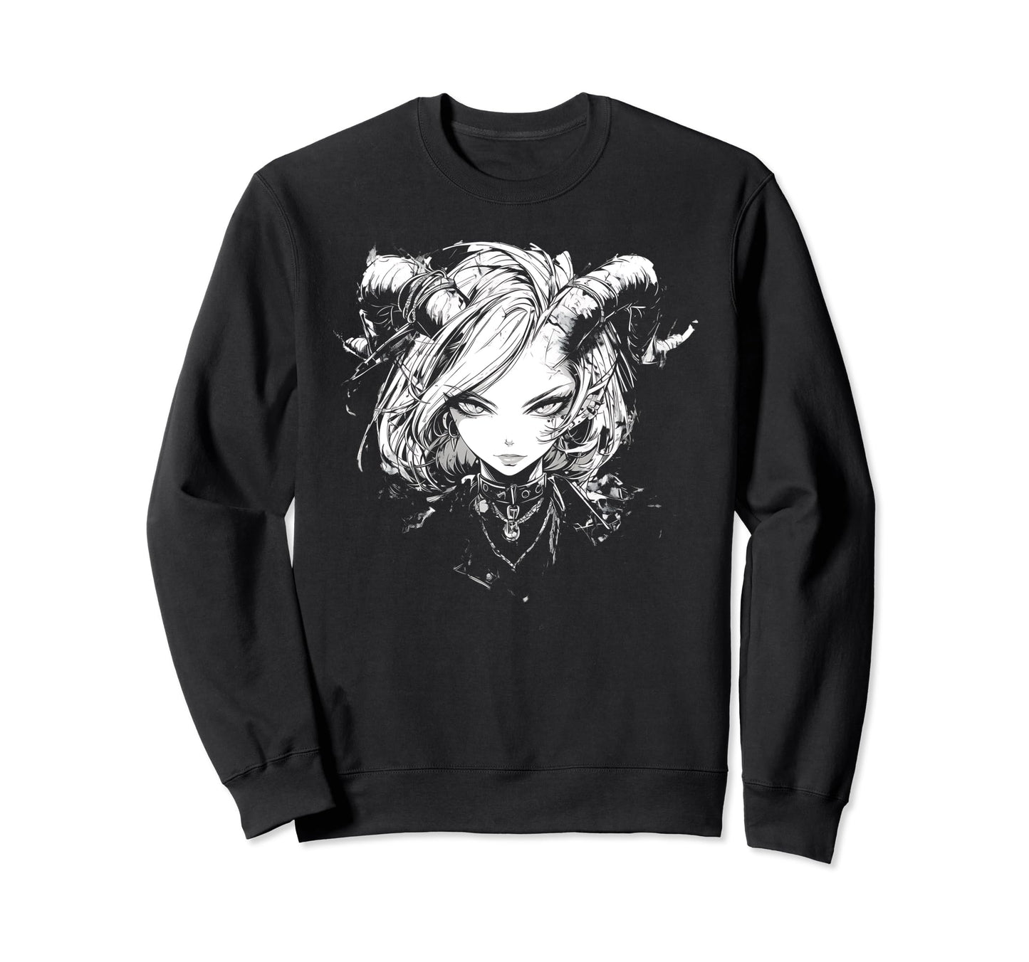 Goth Grunge Demon Anime Waifu Sweatshirt - Minimalist Print for Adults - T-Shirt, Sweatshirt, Hoodie