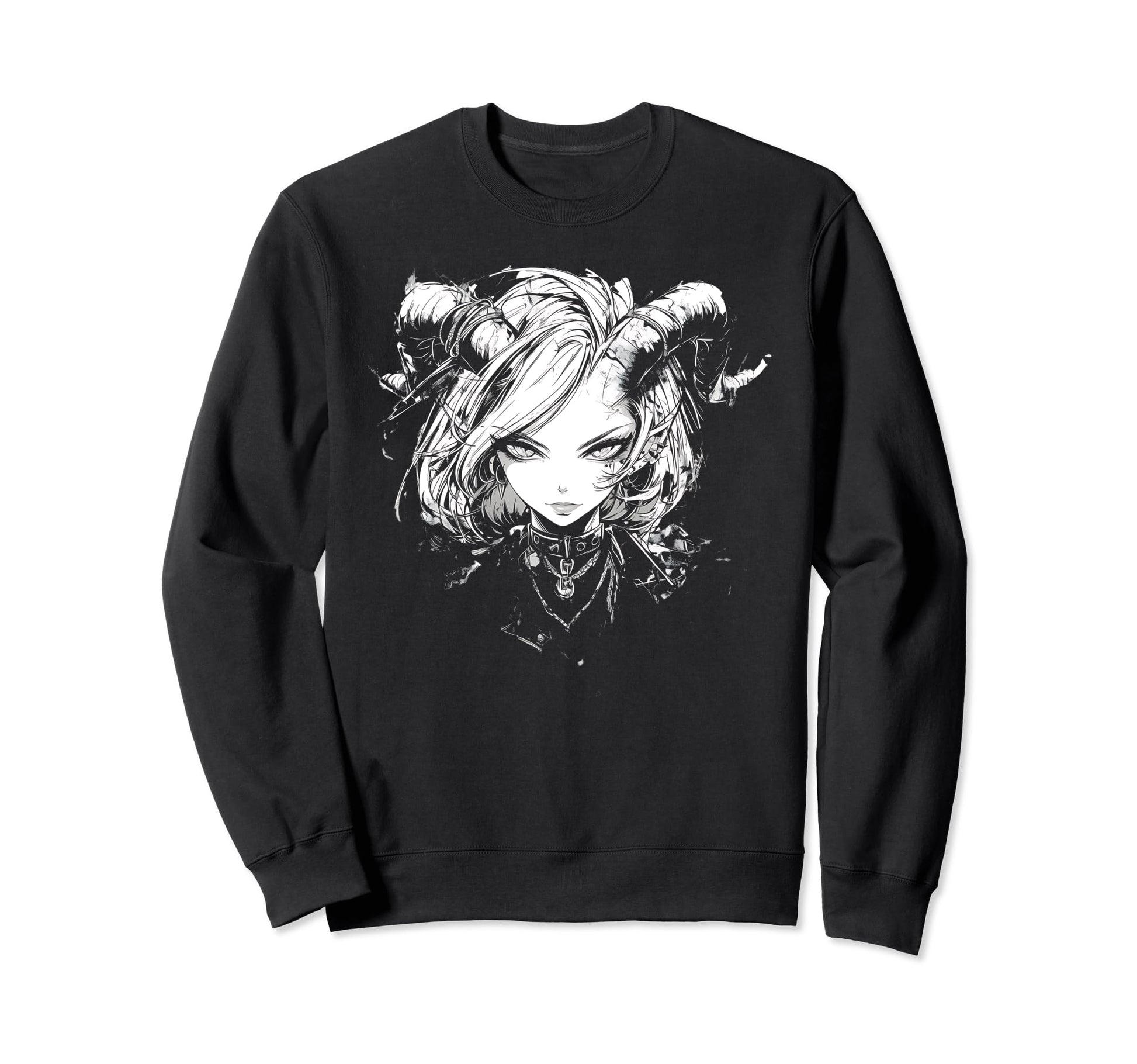 Goth Grunge Demon Anime Waifu Sweatshirt - Minimalist Print for Adults - T-Shirt, Sweatshirt, Hoodie