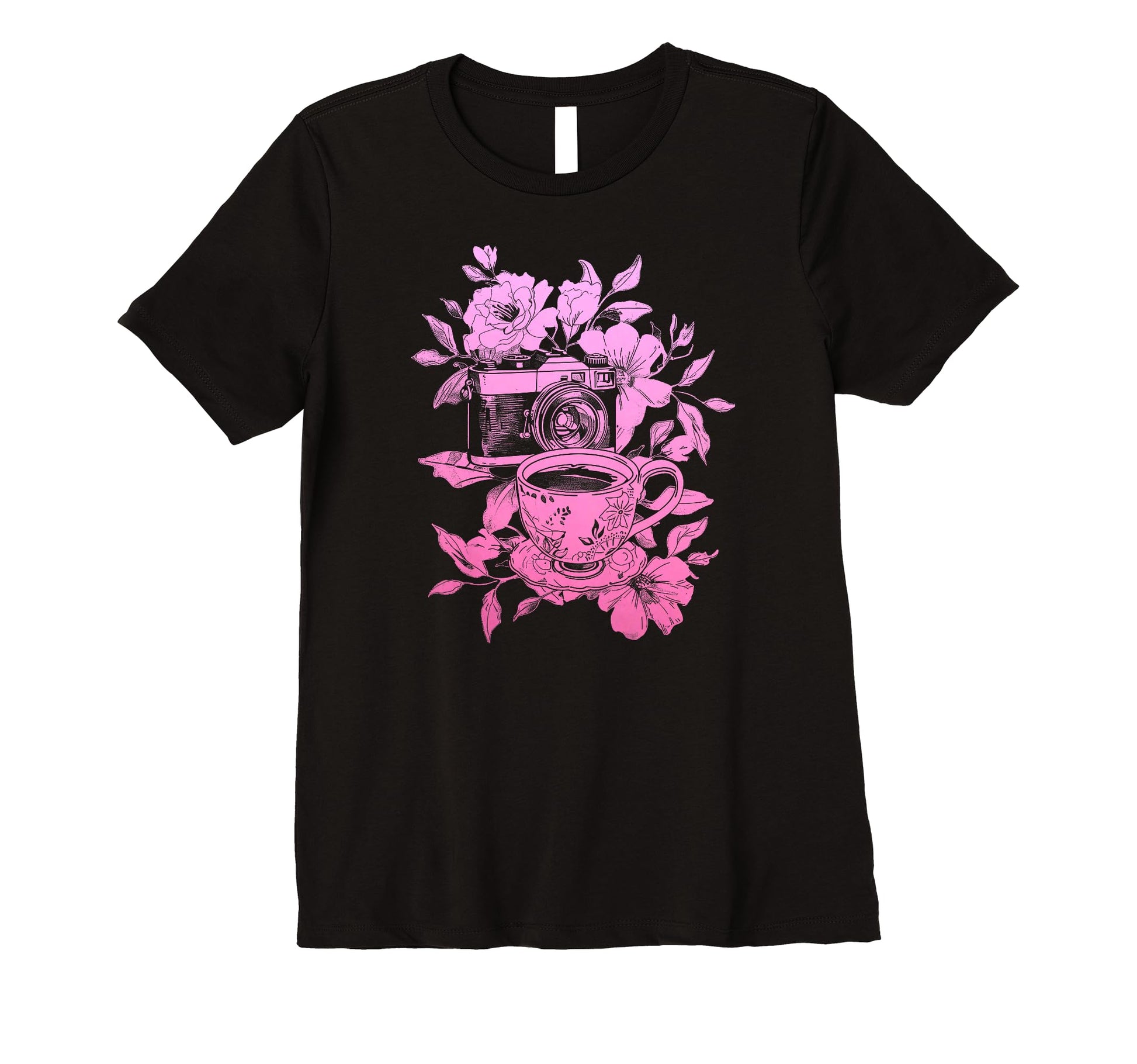 Womens Photographer Coffee Camera T-Shirt - Unique Graphic for Adults - T-Shirt, Sweatshirt, Hoodie