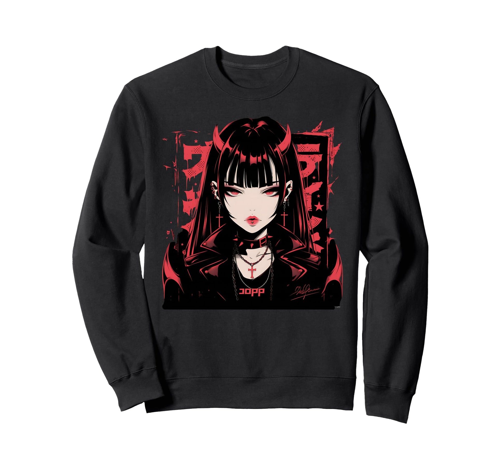 Goth Grunge Demon Anime Waifu Horror Sweatshirt - Trendy Graphic Men Women - T-Shirt, Sweatshirt, Hoodie