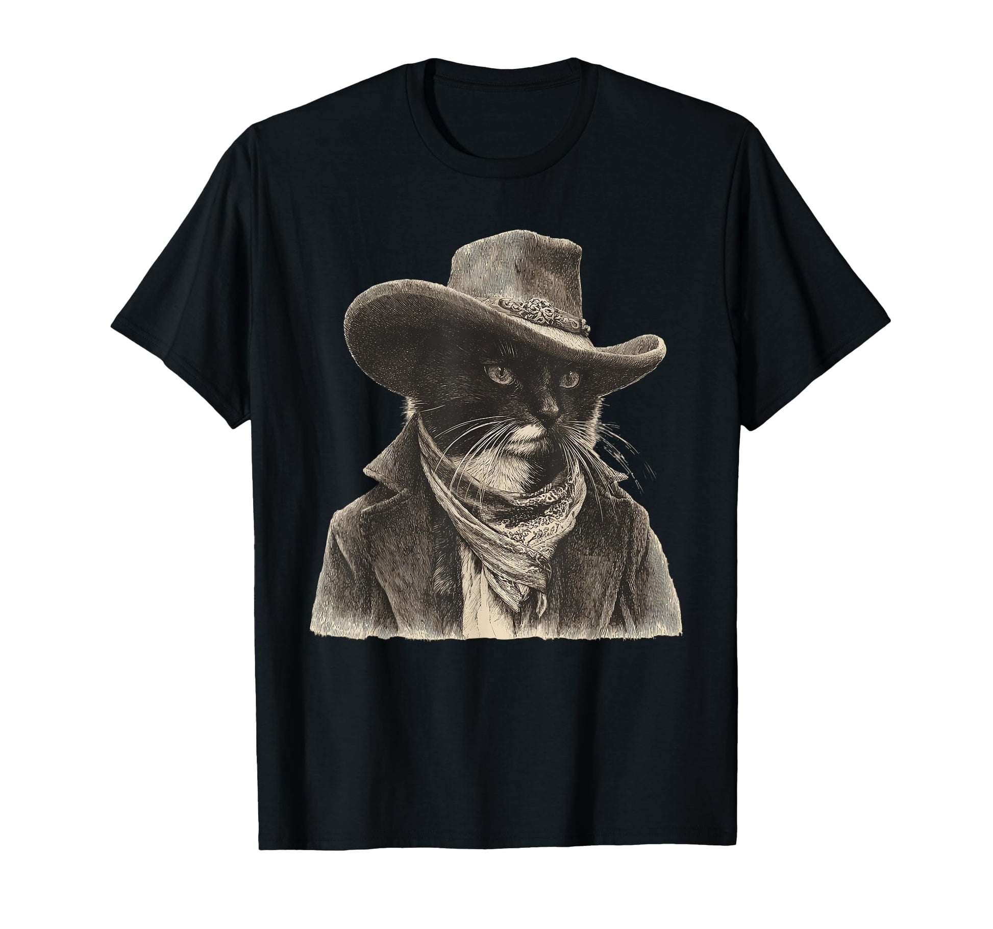 Western Country Cowgirl Funny Cowboy Cat T-Shirt - Unique Graphic Men Women - T-Shirt, Sweatshirt, Hoodie