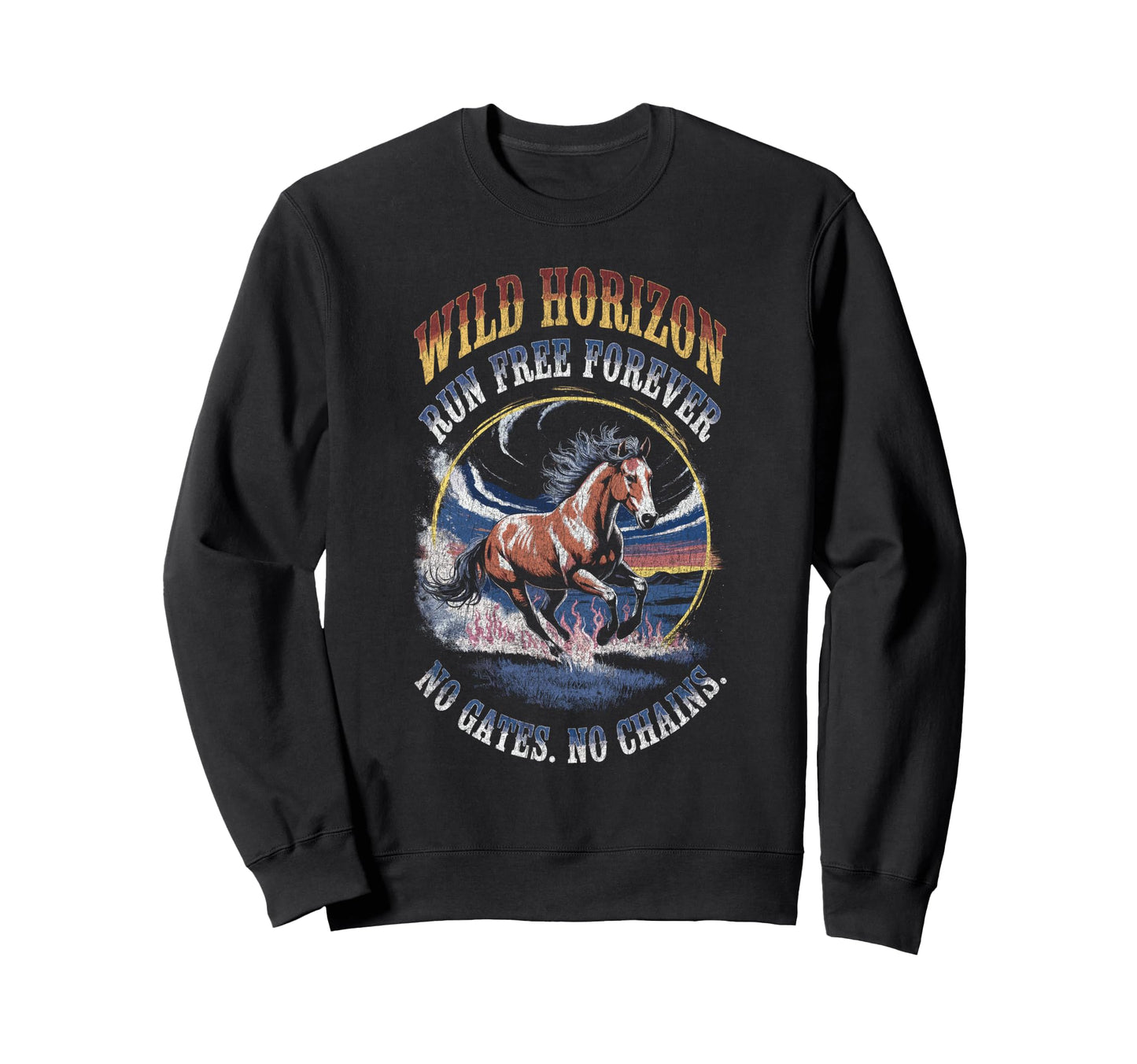 Wild Horizon Free Spirit Horse Sweatshirt - Novelty Apparel for Adults - T-Shirt, Sweatshirt, Hoodie