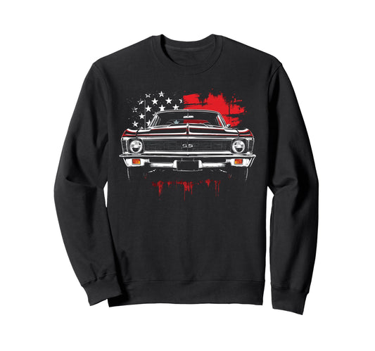 1969 Nova Ss Front Grill Patriotic Sweatshirt - Streetwear Style Men Women - T-Shirt, Sweatshirt, Hoodie