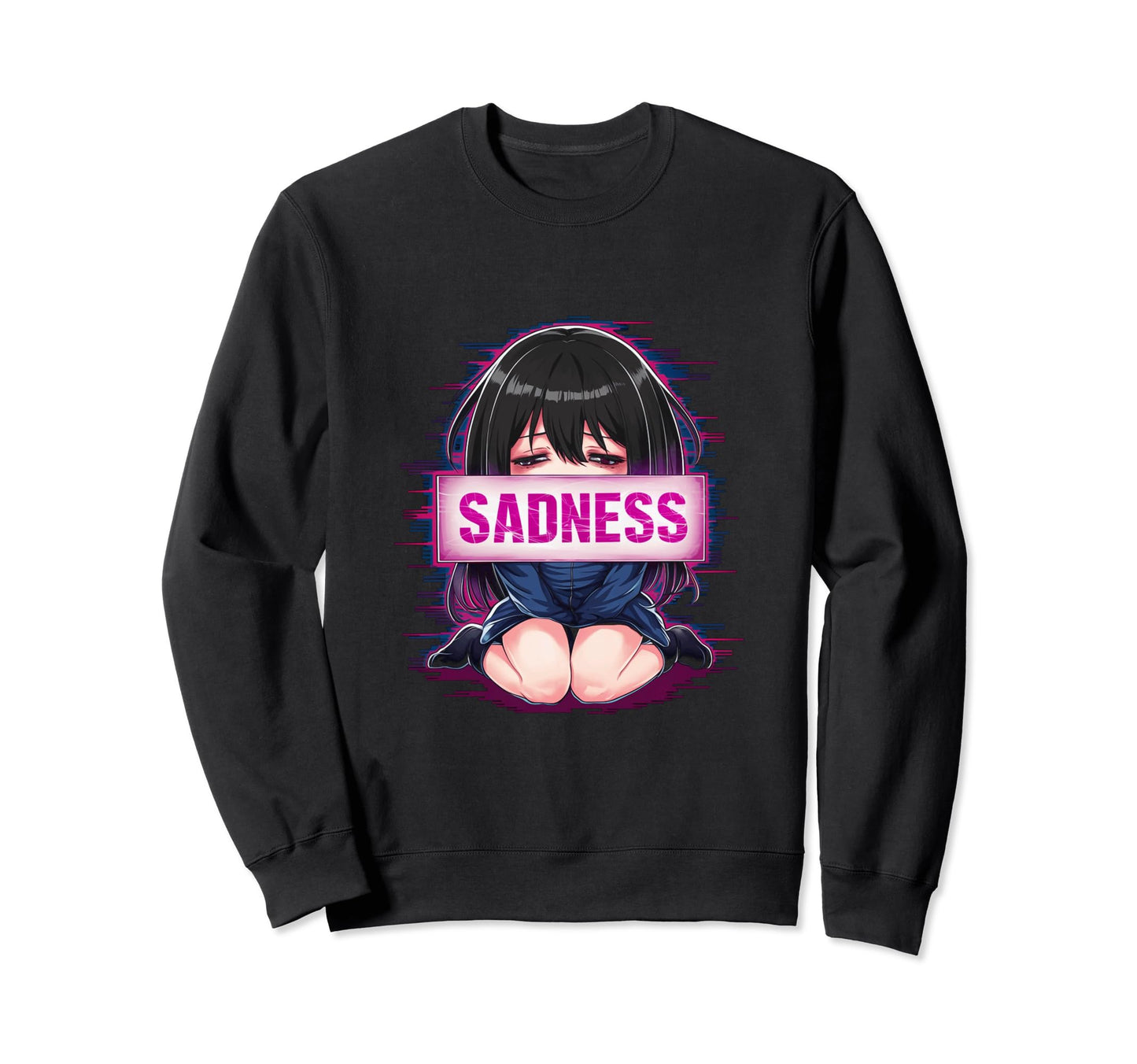 Sad Anime Crying Japanese Sweatshirt - Custom Art Print for Adults - T-Shirt, Sweatshirt, Hoodie