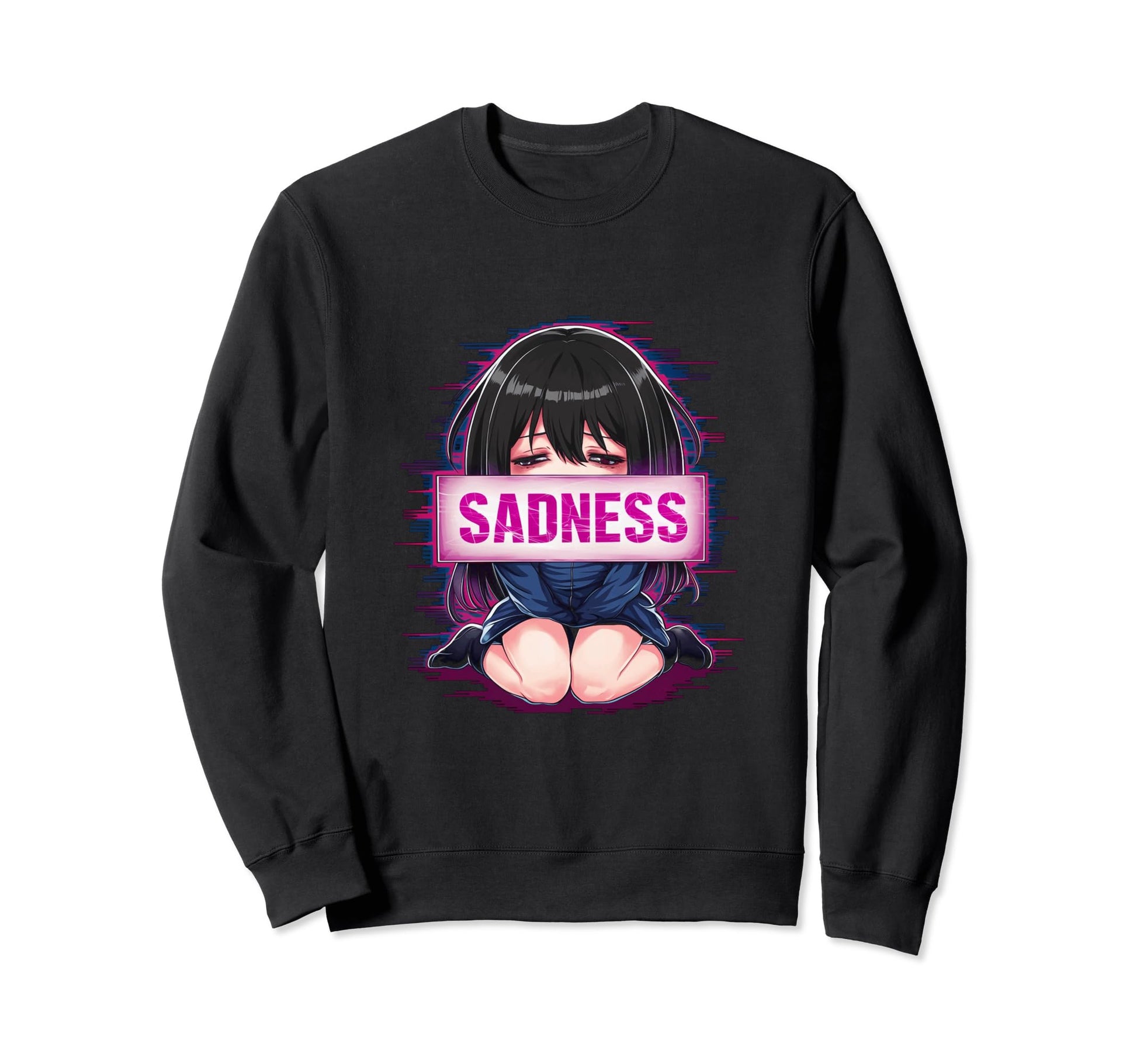 Sad Anime Crying Japanese Sweatshirt - Custom Art Print for Adults - T-Shirt, Sweatshirt, Hoodie