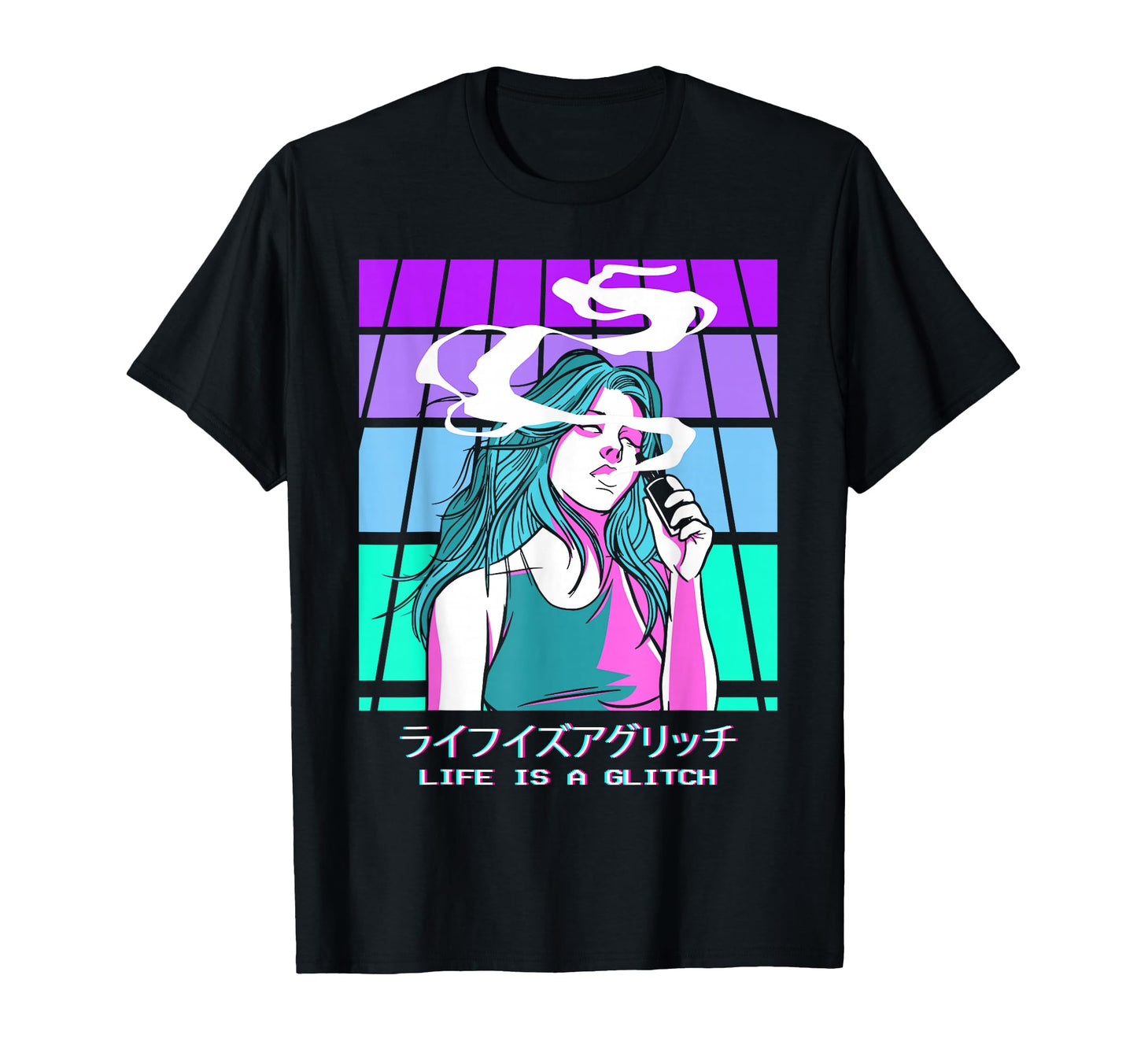 Life Is Glitch Anime Vaporwave Aesthetic T-Shirt - Novelty Apparel Unisex - T-Shirt, Sweatshirt, Hoodie