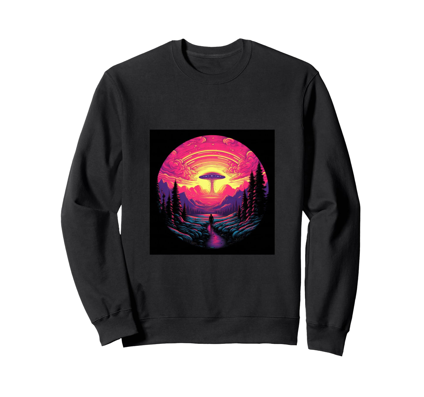 Alien Abduction Alien Vaporwave Ufo Sweatshirt - Minimalist Print Men Women - T-Shirt, Sweatshirt, Hoodie