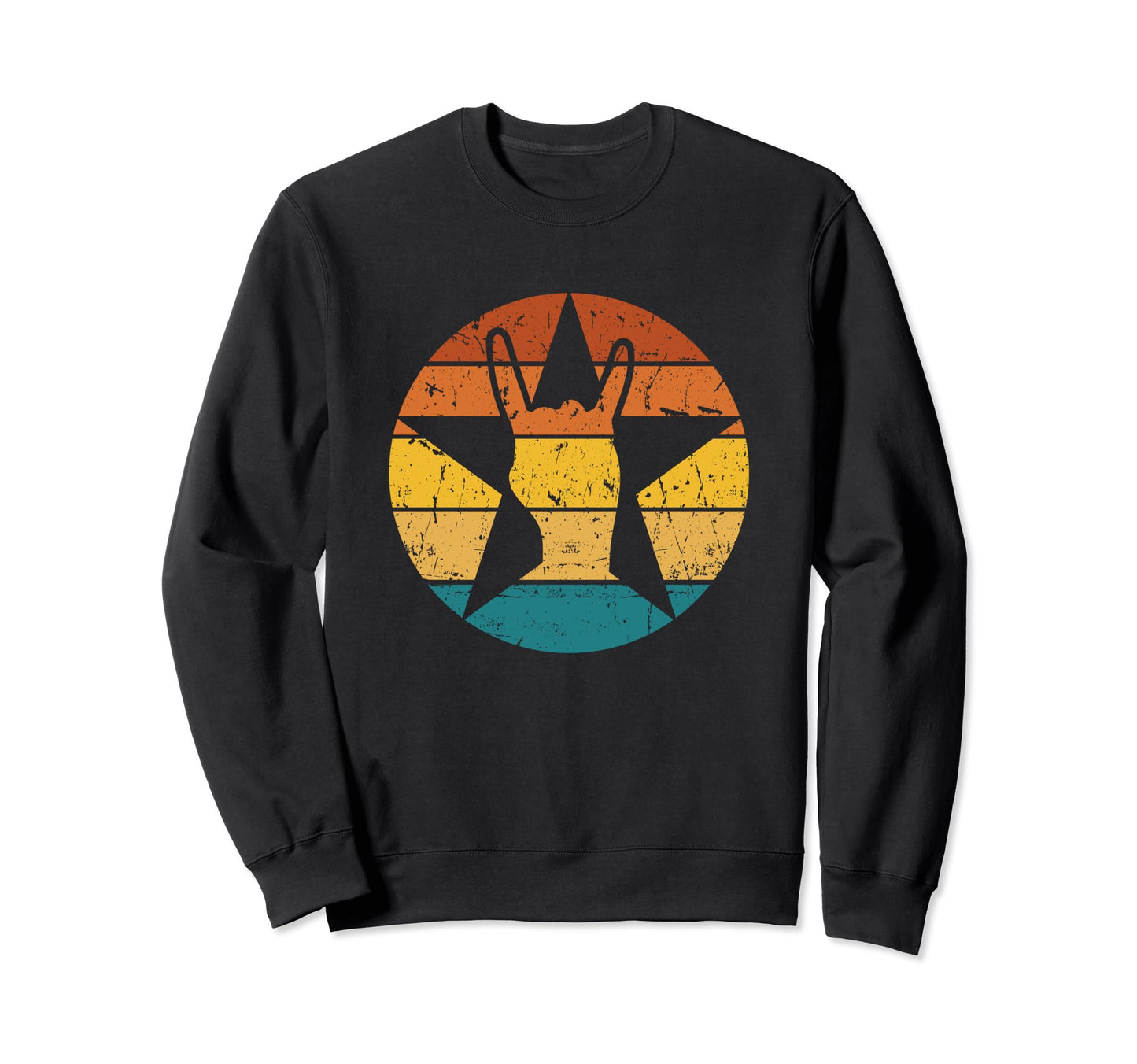Rock Roll Fingers Retrowave Rainbow Sweatshirt - Minimalist Print Unisex - T-Shirt, Sweatshirt, Hoodie