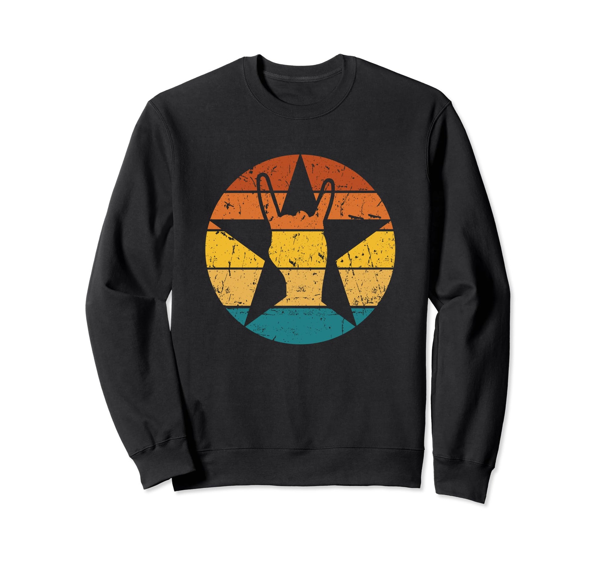 Rock Roll Fingers Retrowave Rainbow Sweatshirt - Minimalist Print Unisex - T-Shirt, Sweatshirt, Hoodie