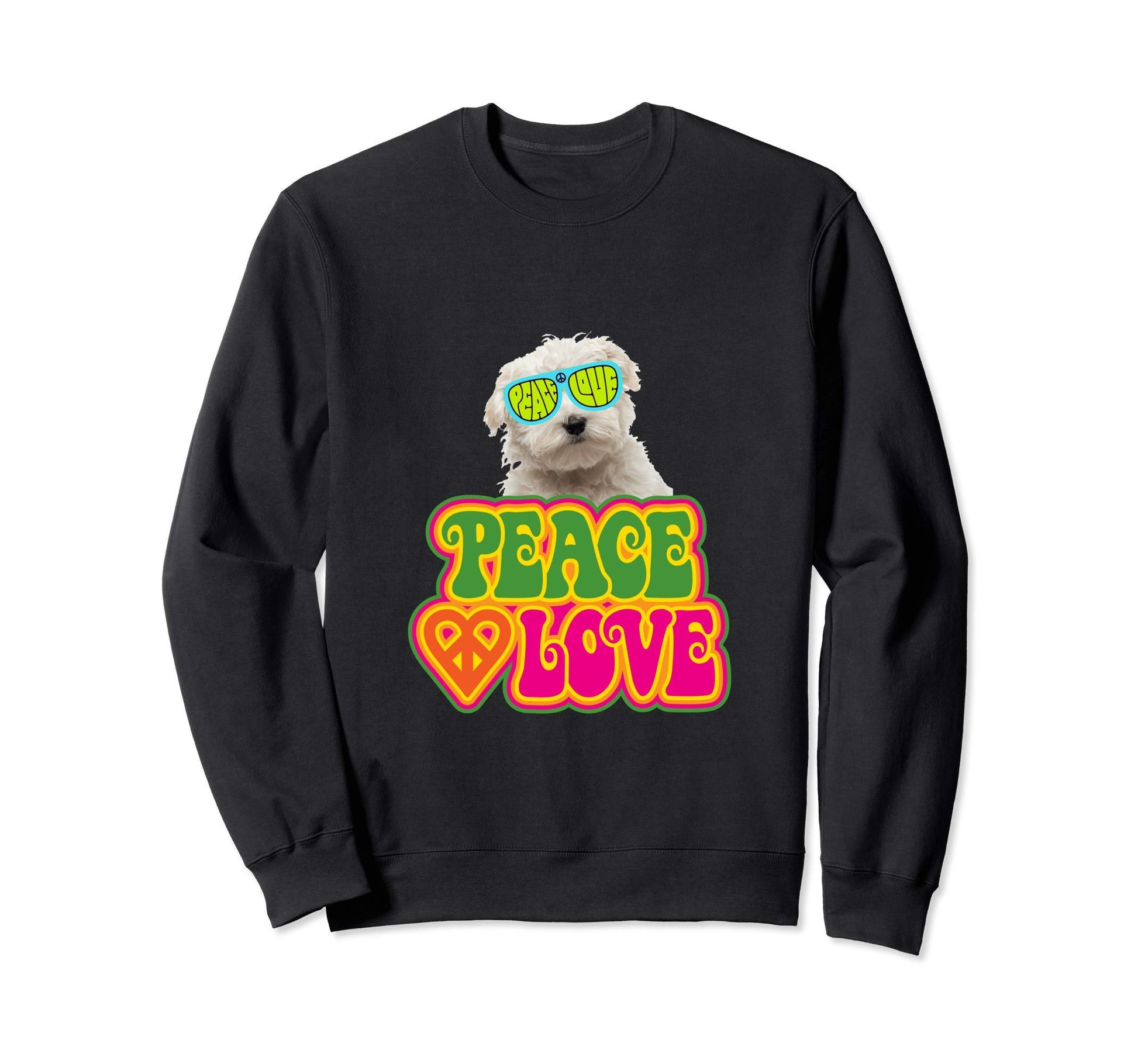Peace Heart Love Dog Maltese Sweatshirt - Streetwear Style Unisex - T-Shirt, Sweatshirt, Hoodie