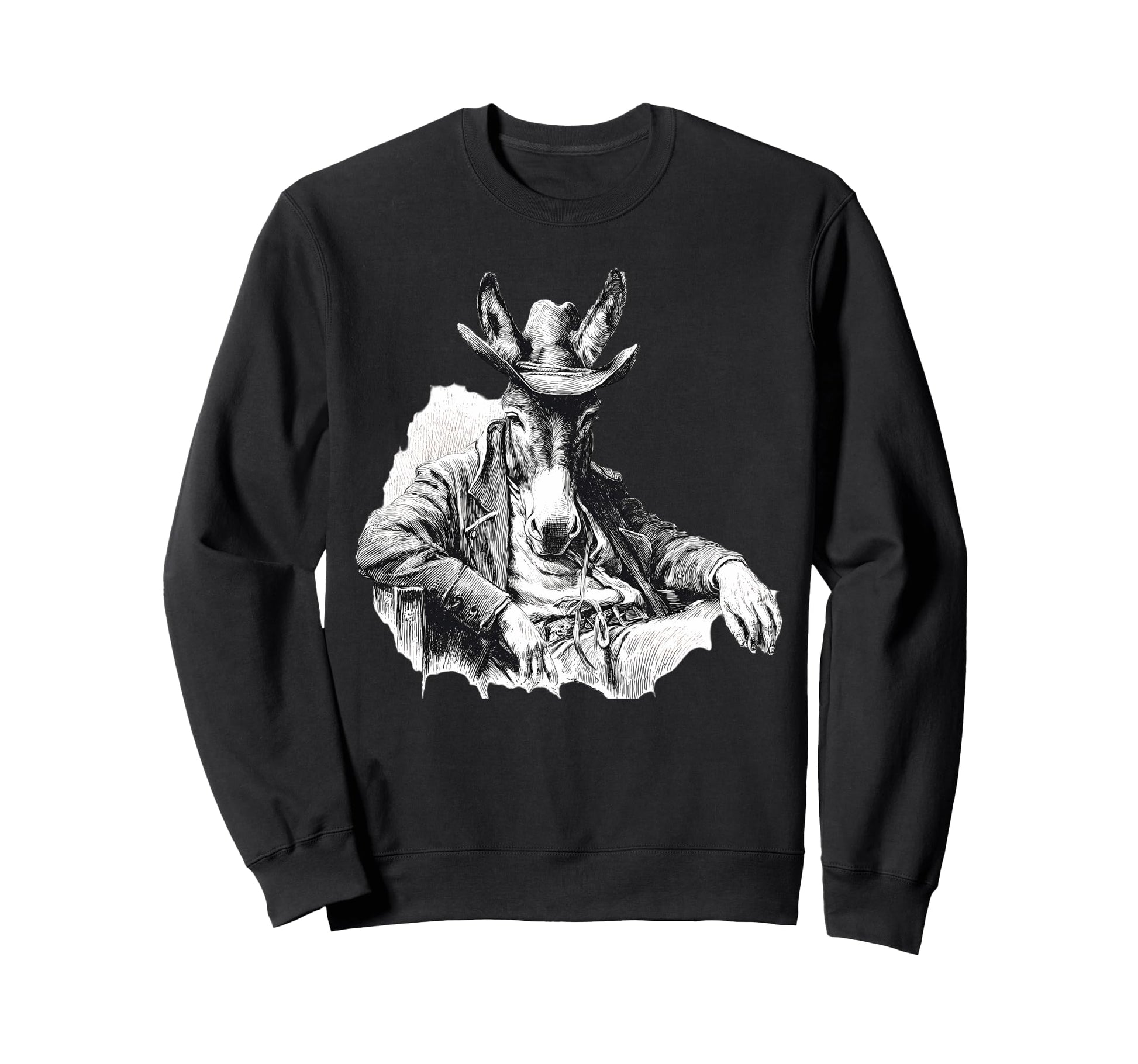 Donkey Cowboy Rodeo Cowgirl Sweatshirt - Casual Everyday Wear Men Women - T-Shirt, Sweatshirt, Hoodie