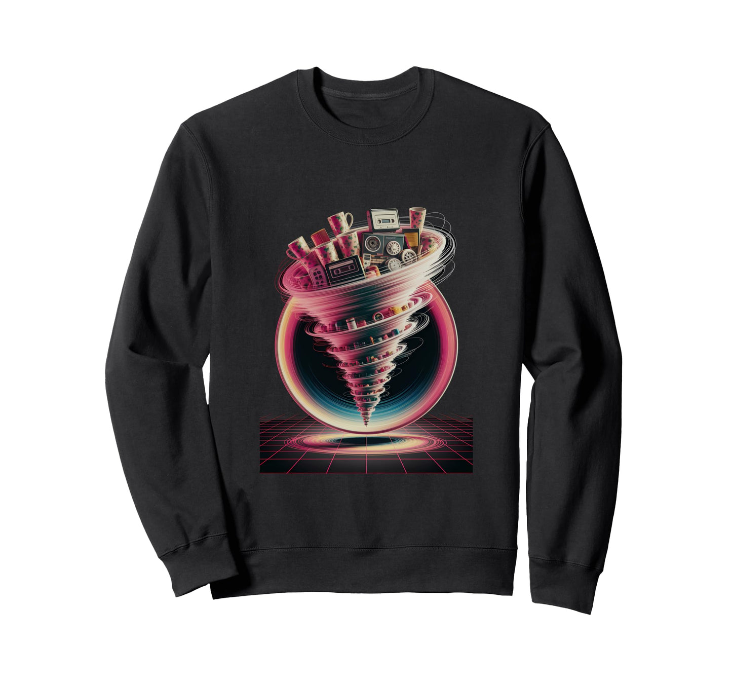 Tape Vortex Surreal 80S Vaporwave Sweatshirt - Unique Graphic Men Women - T-Shirt, Sweatshirt, Hoodie