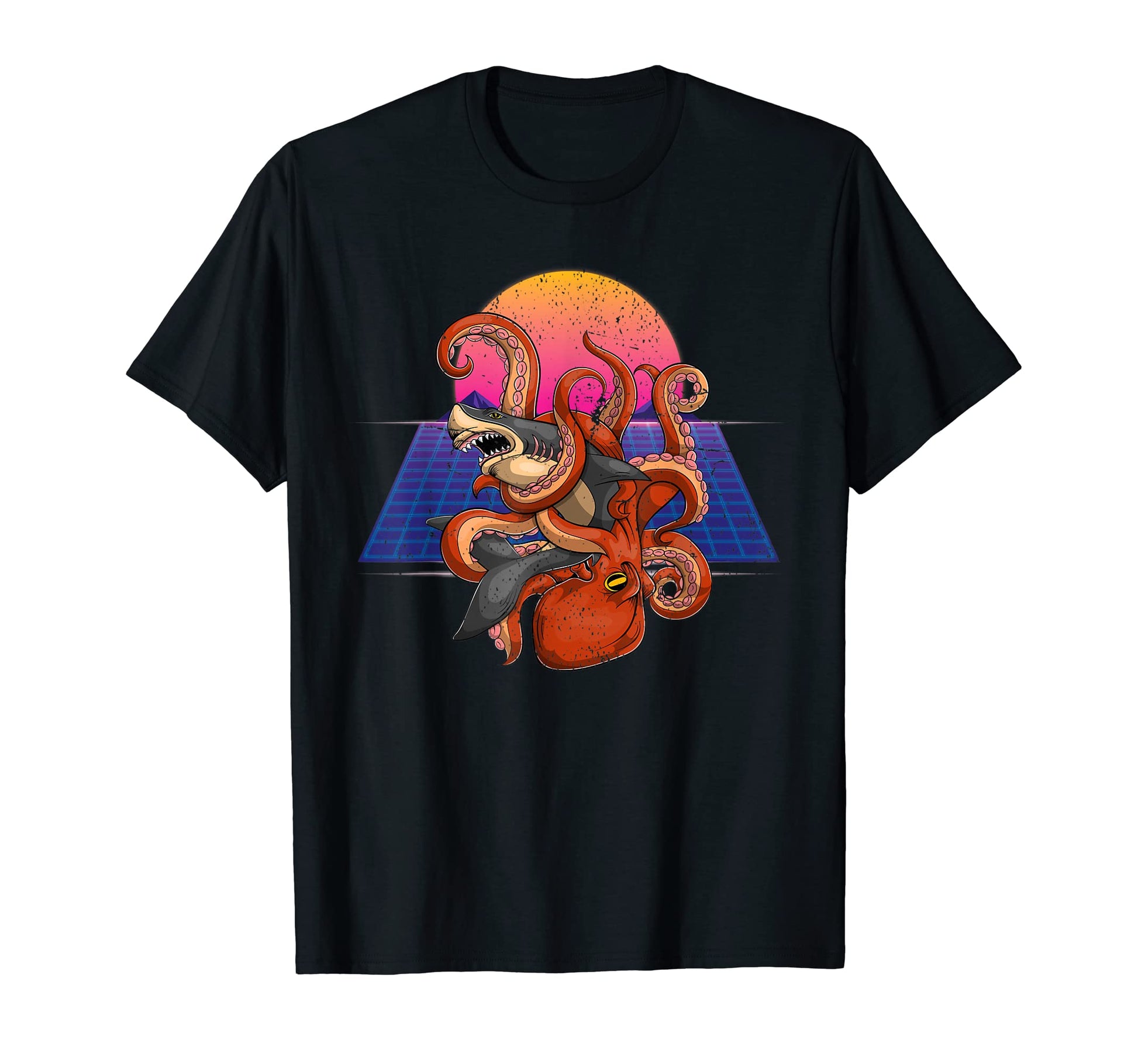 Synthwave 80S Vaporwave Shark Kraken T-Shirt - Streetwear Style for Adults - T-Shirt, Sweatshirt, Hoodie
