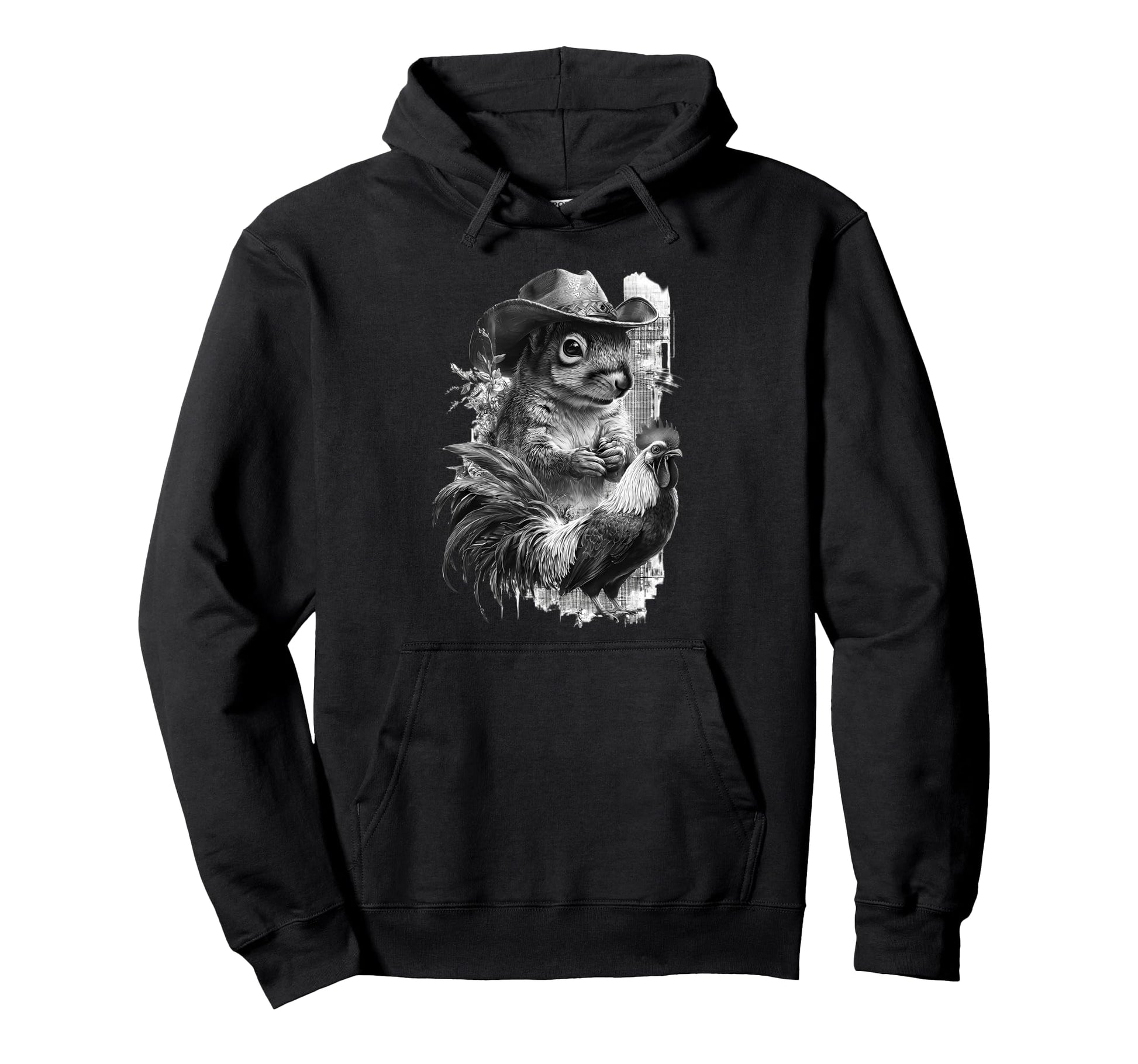 Squirrel Cowboy Rodeo Cowgirl Western Hoodie - Casual Everyday Wear Unisex - T-Shirt, Sweatshirt, Hoodie