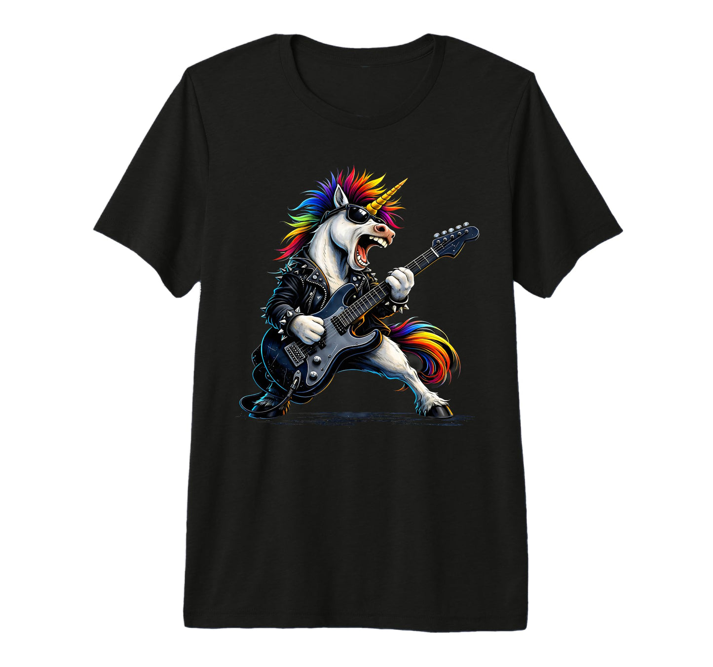 Rockn Roll Unicorn Guitar Punk T-Shirt - Fun Novelty Design for Adults - T-Shirt, Sweatshirt, Hoodie