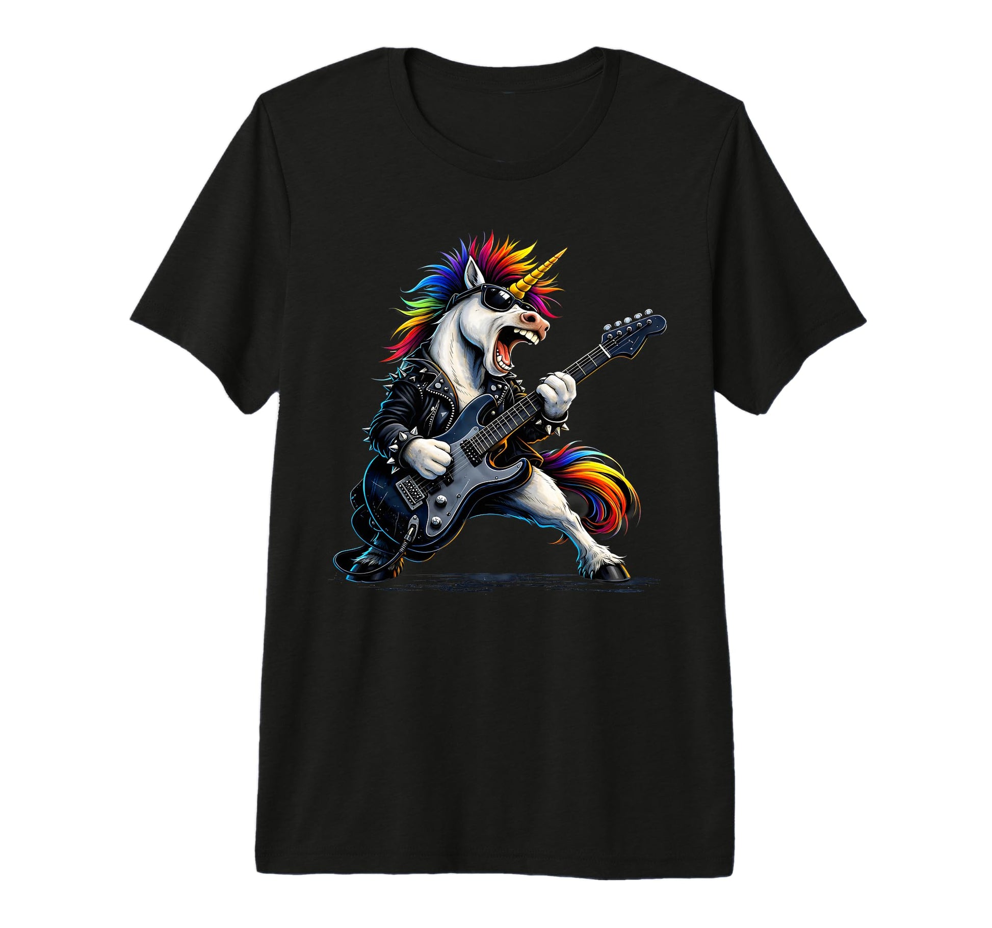 Rockn Roll Unicorn Guitar Punk T-Shirt - Fun Novelty Design for Adults - T-Shirt, Sweatshirt, Hoodie
