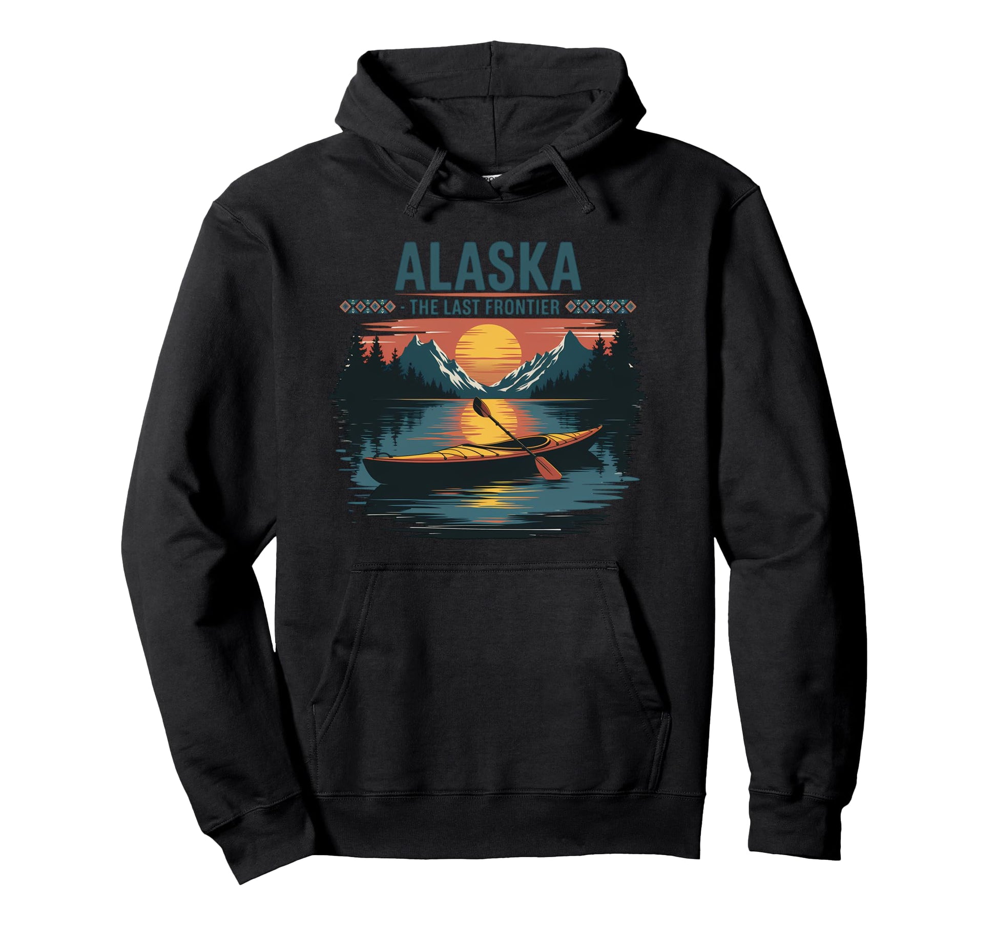Alaska Last Frontier Sunset Kayak Hoodie - Casual Everyday Wear Unisex - T-Shirt, Sweatshirt, Hoodie