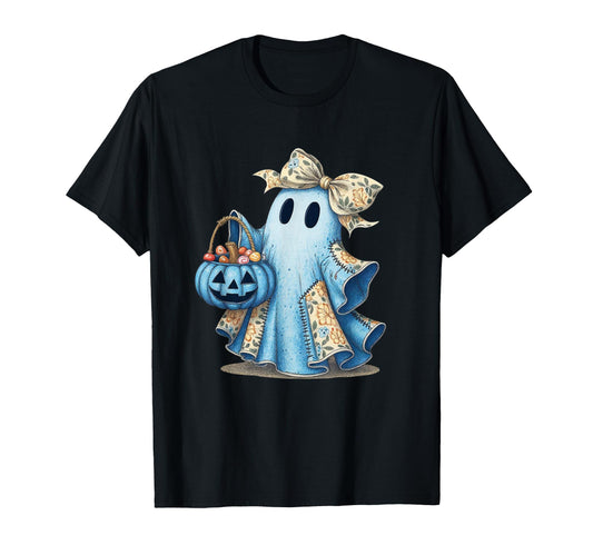 Blue Denim Ghost Bow Coquette Boho T-Shirt - Streetwear Style Unisex - T-Shirt, Sweatshirt, Hoodie