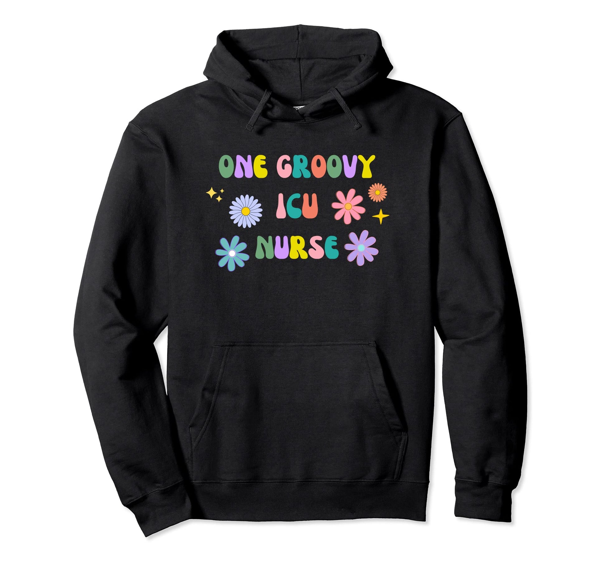 One Groovy Icu Nurse Rn Nursing Rainbow Hoodie - Minimalist Print Unisex - T-Shirt, Sweatshirt, Hoodie