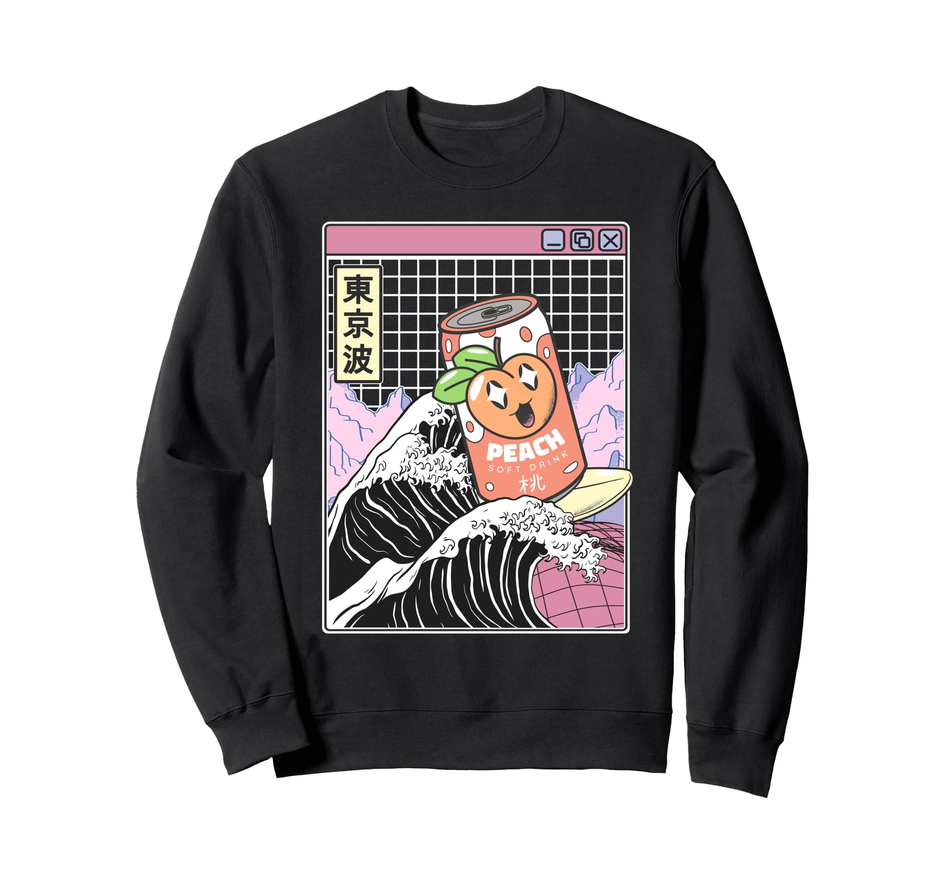 Peach Soda Surfing Kanagawa Wave Sweatshirt - Custom Art Print for Adults - T-Shirt, Sweatshirt, Hoodie