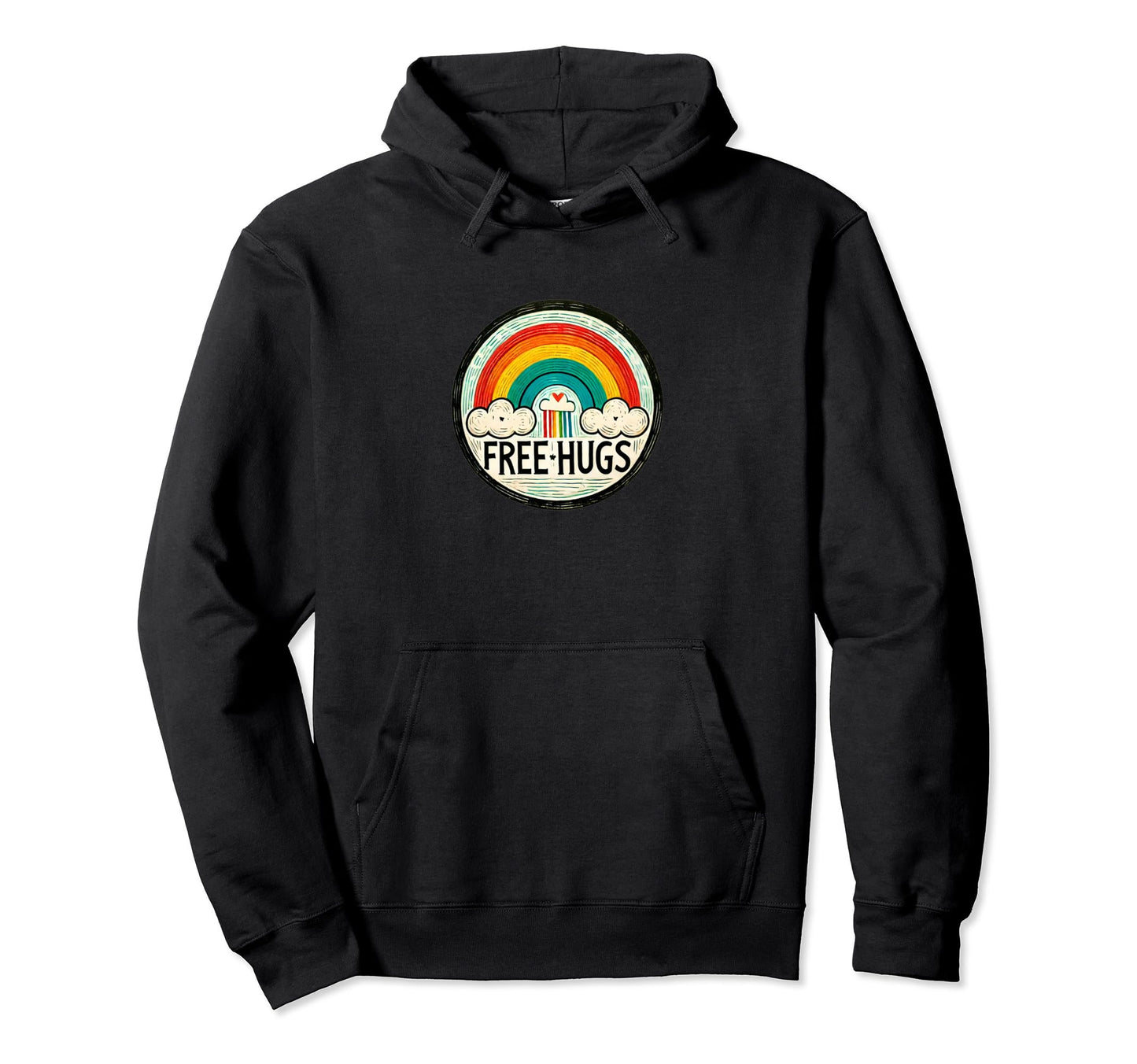 Free Hugs Rainbow Illustration Rainbows Hoodie - Custom Art Print Unisex - T-Shirt, Sweatshirt, Hoodie