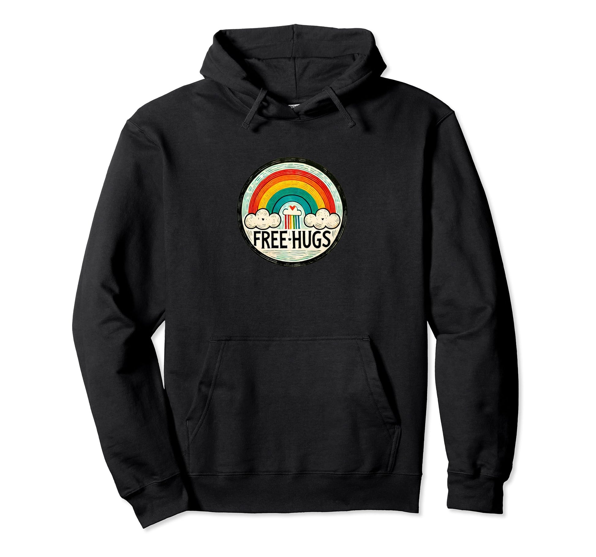 Free Hugs Rainbow Illustration Rainbows Hoodie - Custom Art Print Unisex - T-Shirt, Sweatshirt, Hoodie