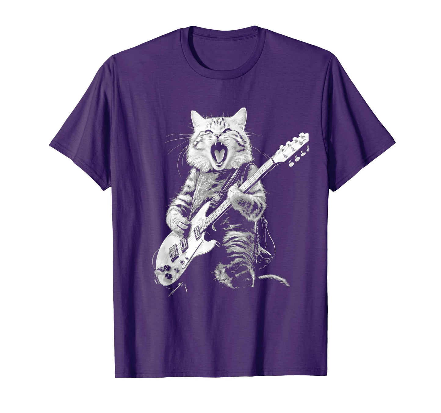 Rock Cat Playing Guitar Funny Guitar T-Shirt - Aesthetic Graphic Unisex - T-Shirt, Sweatshirt, Hoodie