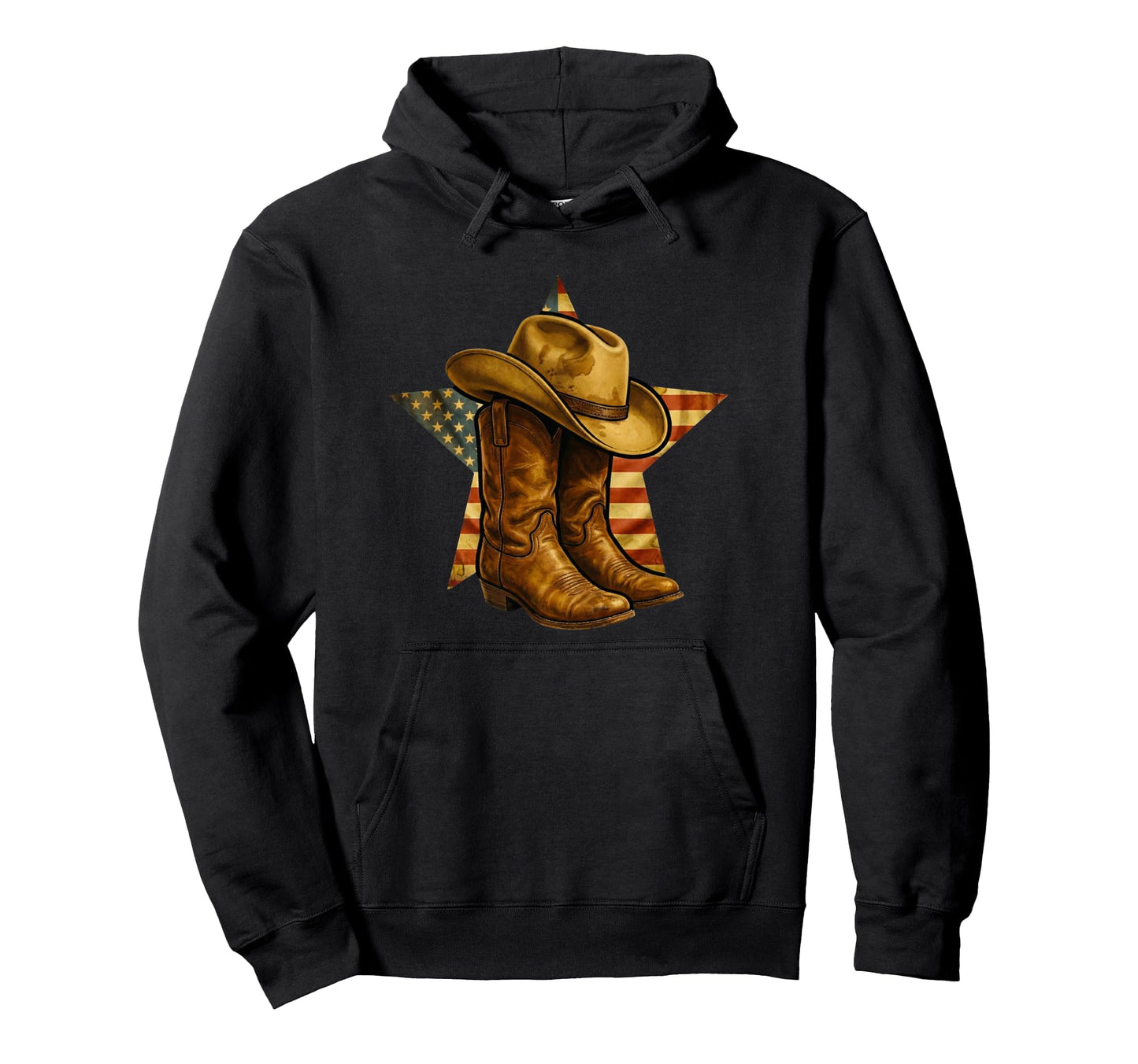 Rodeo Usa Flag Rustic Western Cowboy Hoodie - Trendy Graphic Men Women - T-Shirt, Sweatshirt, Hoodie