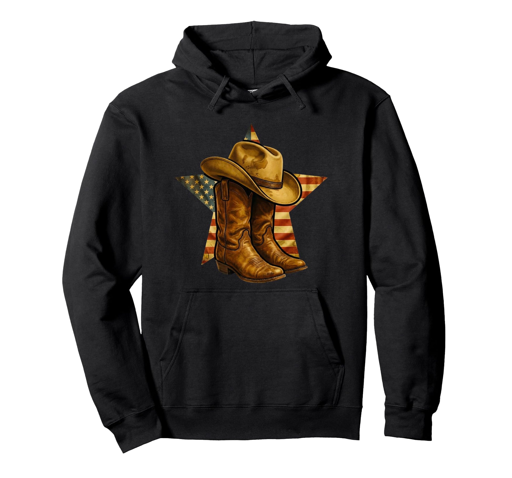 Rodeo Usa Flag Rustic Western Cowboy Hoodie - Trendy Graphic Men Women - T-Shirt, Sweatshirt, Hoodie