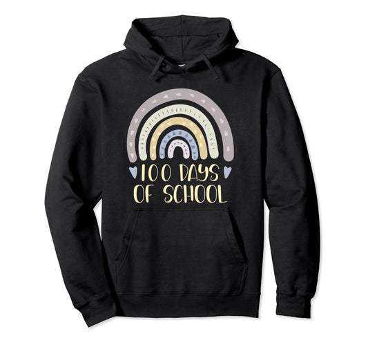100 Days School Teacher Student Rainbow Hoodie - Graphic Print Men Women - T-Shirt, Sweatshirt, Hoodie