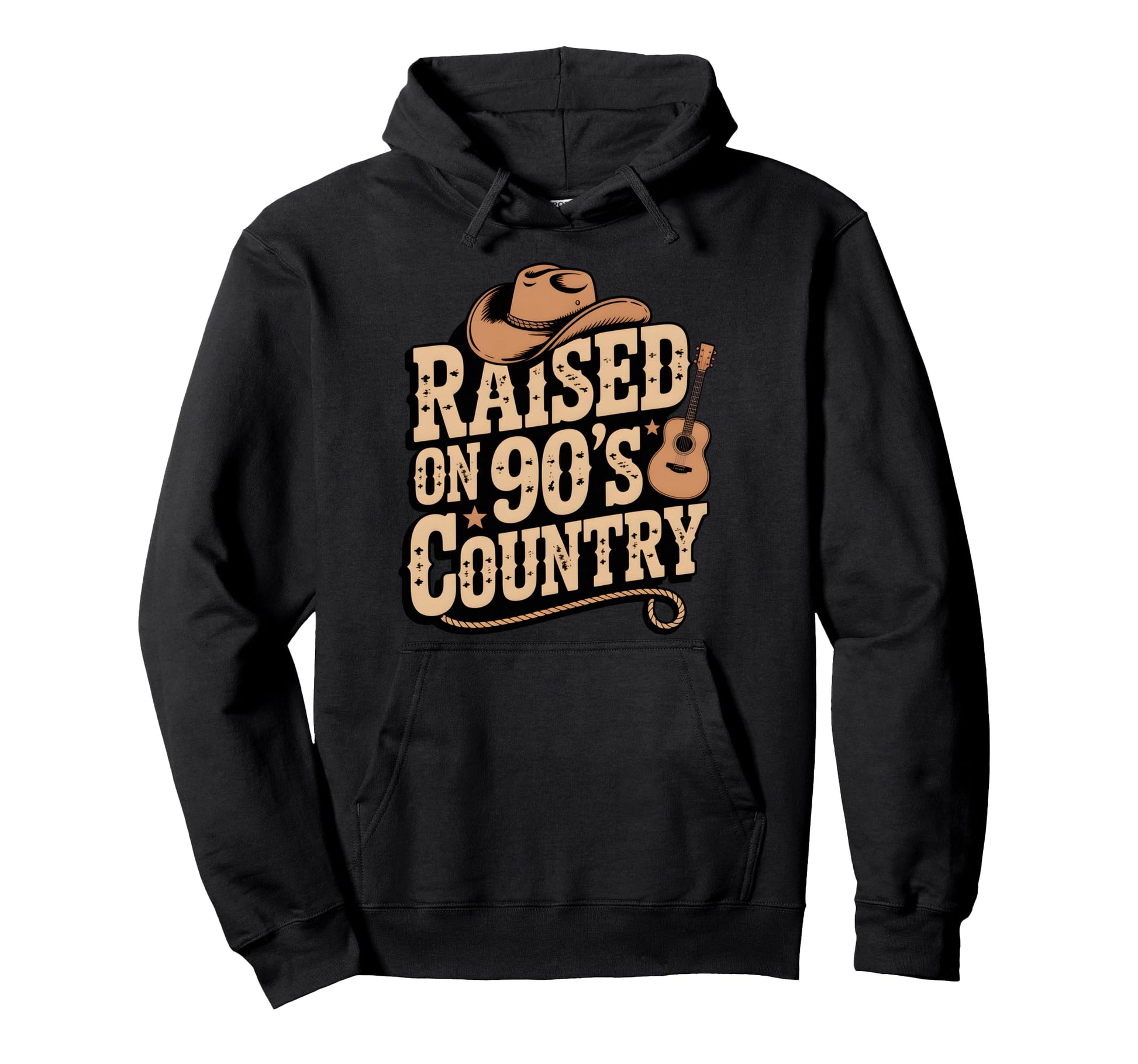 Raised 90S Country Music Western Cowboy Hoodie - Trendy Graphic for Adults - T-Shirt, Sweatshirt, Hoodie
