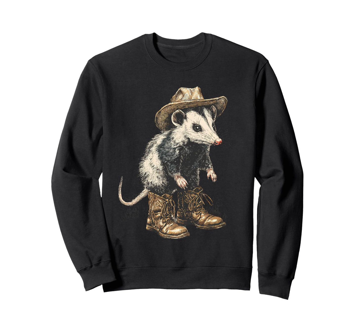 Country Cowboy Opossum Rodeo Sweatshirt - Casual Everyday Wear for Adults - T-Shirt, Sweatshirt, Hoodie